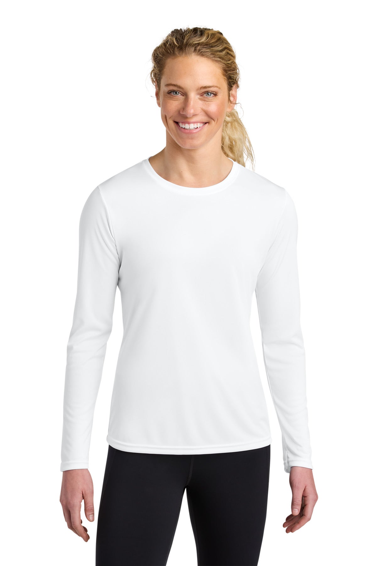 Custom White Cooling Performance Long Sleeve Tee A4NW3002, personalized by SanCanDo Swag in Argyle, TX