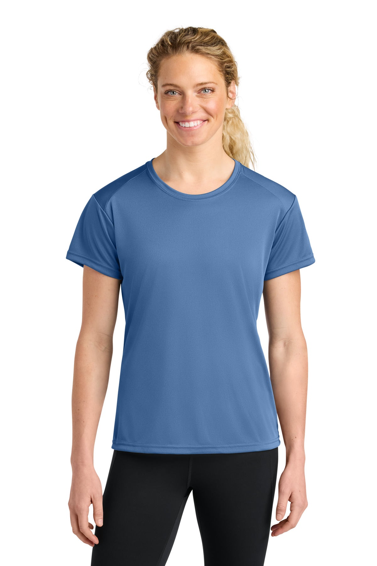 Custom Light Blue Women's Cooling Performance Tee A4NW3201, personalized by SanCanDo Swag in Argyle, TX