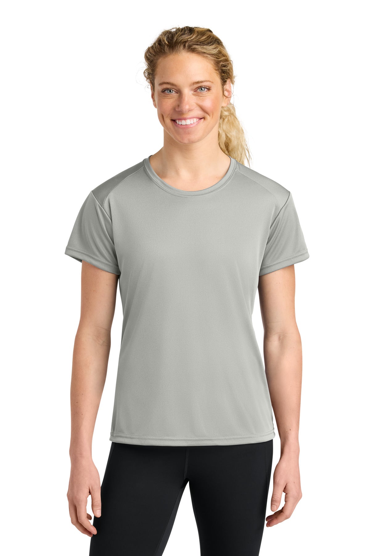 Custom Silver Women's Cooling Performance Tee A4NW3201, personalized by SanCanDo Swag in Argyle, TX