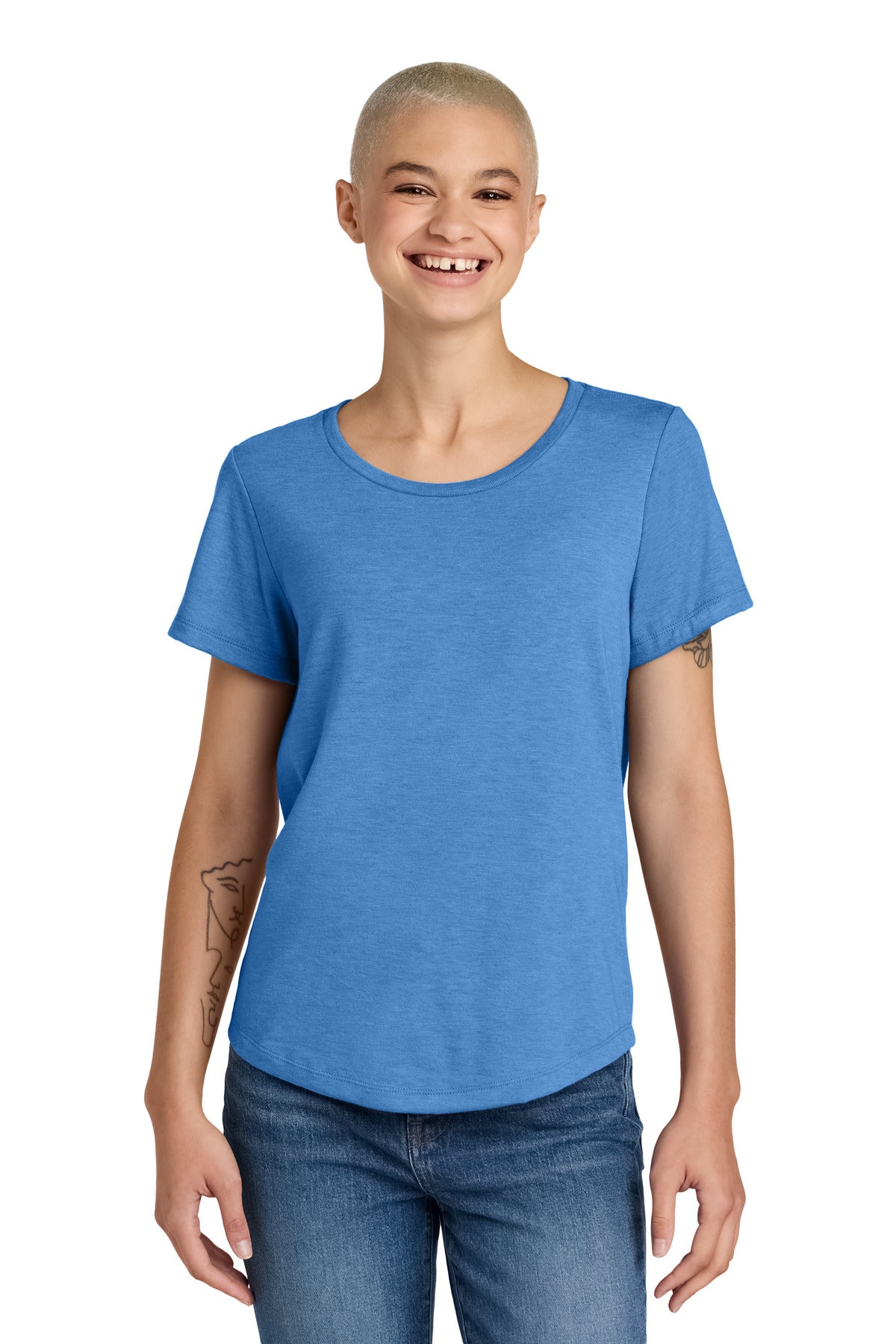 Custom Azure Blue Women's Relaxed Tri-Blend Scoop Neck Tee AL2015, personalized by SanCanDo Swag in Argyle, TX