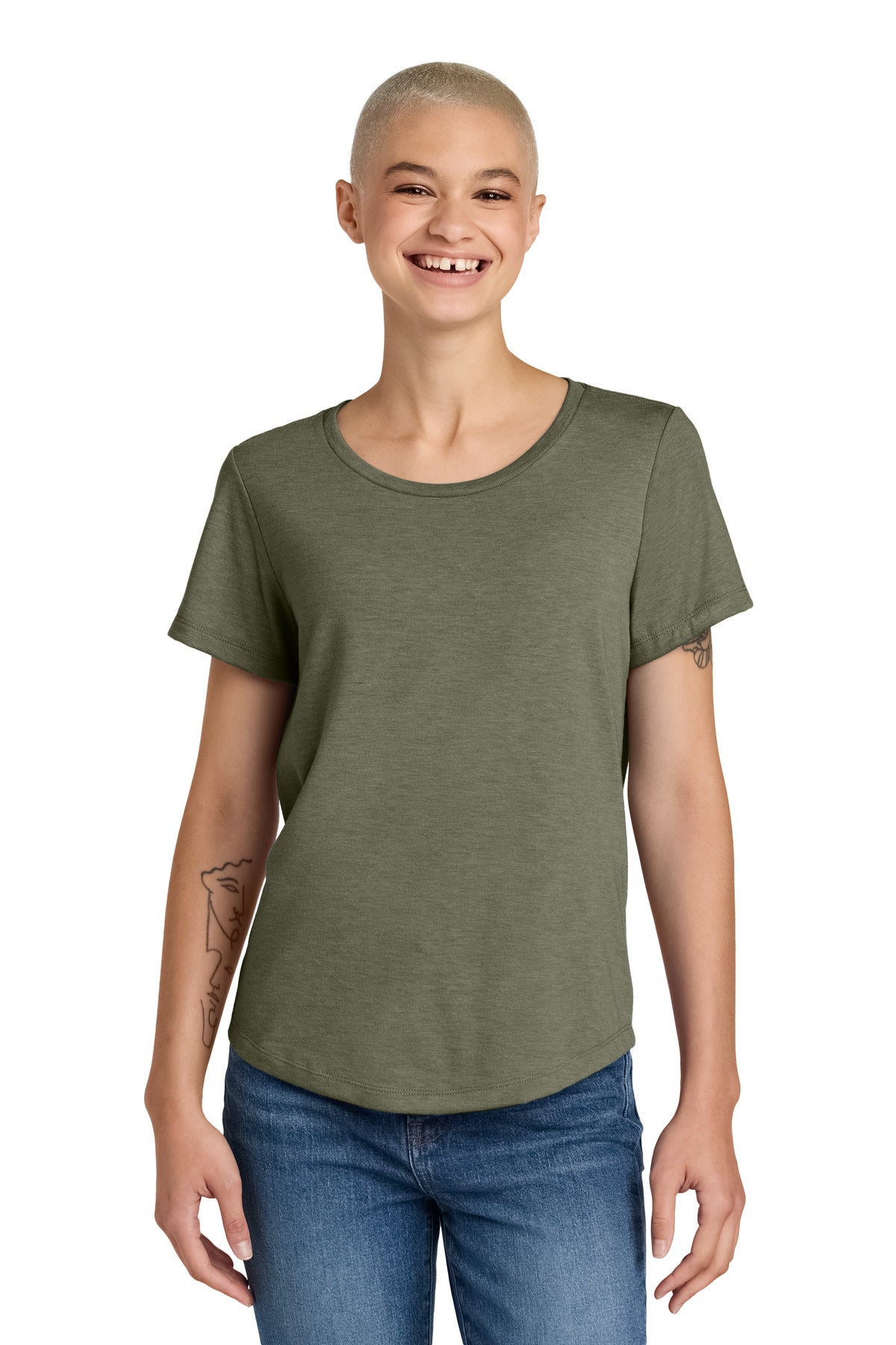 Custom Olive You Green Women's Relaxed Tri-Blend Scoop Neck Tee AL2015, personalized by SanCanDo Swag in Argyle, TX