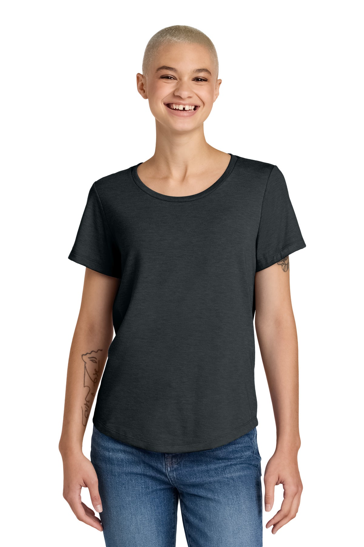 Custom Space Black Women's Relaxed Tri-Blend Scoop Neck Tee AL2015, personalized by SanCanDo Swag in Argyle, TX