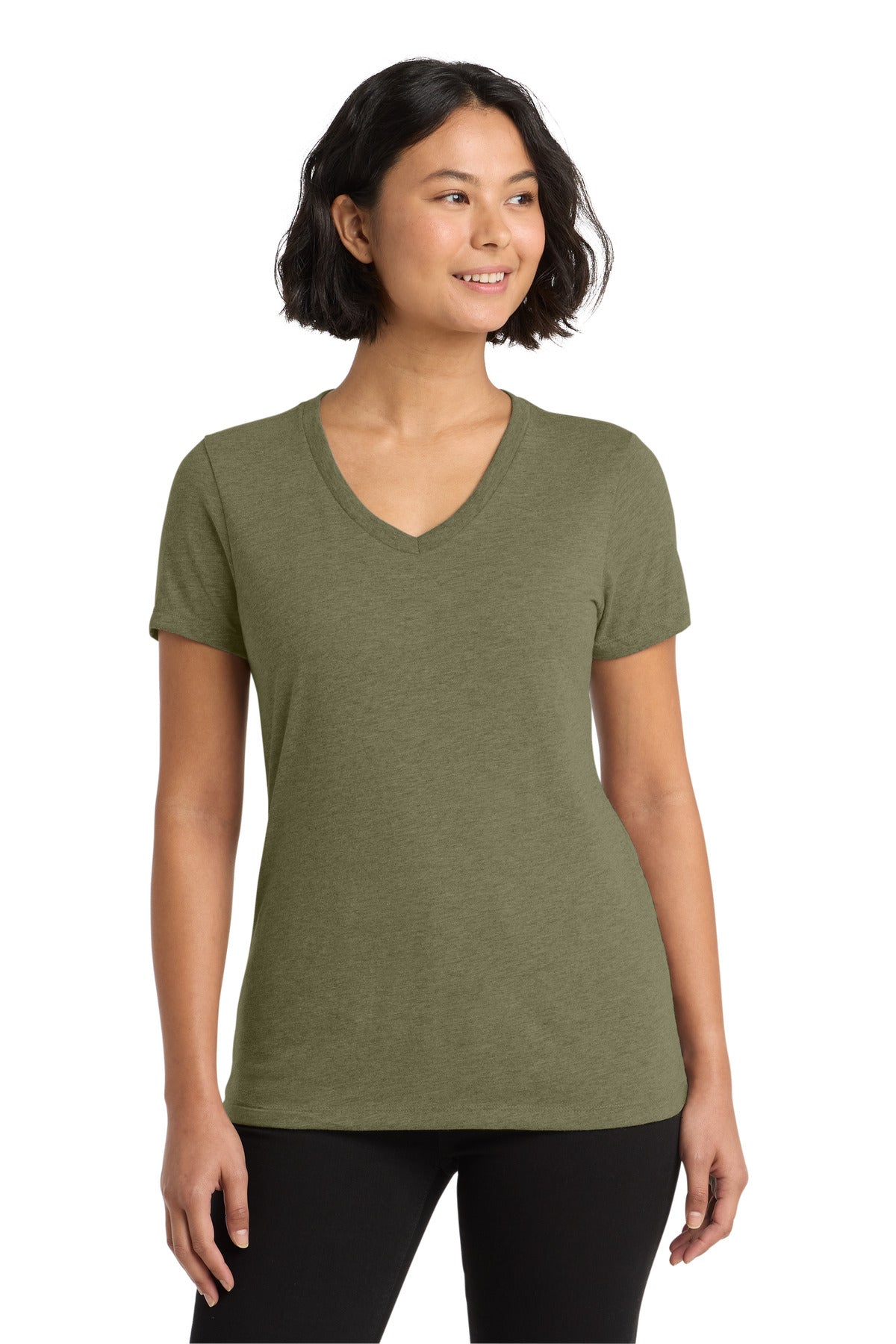 Custom Olive You Green Women's Tri-Blend V-Neck Tee AL2018, personalized by SanCanDo Swag in Argyle, TX