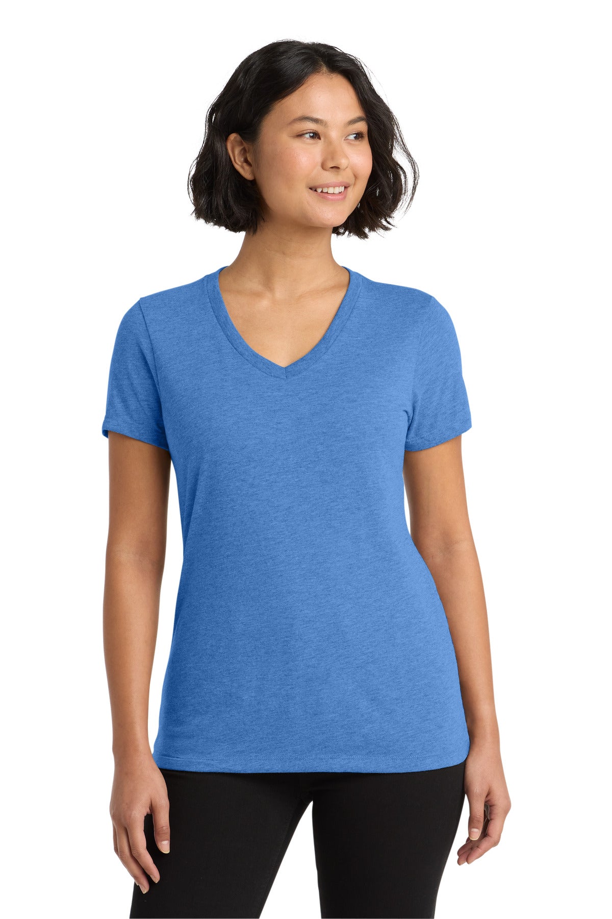 Custom Azure Blue Women's Tri-Blend V-Neck Tee AL2018, personalized by SanCanDo Swag in Argyle, TX