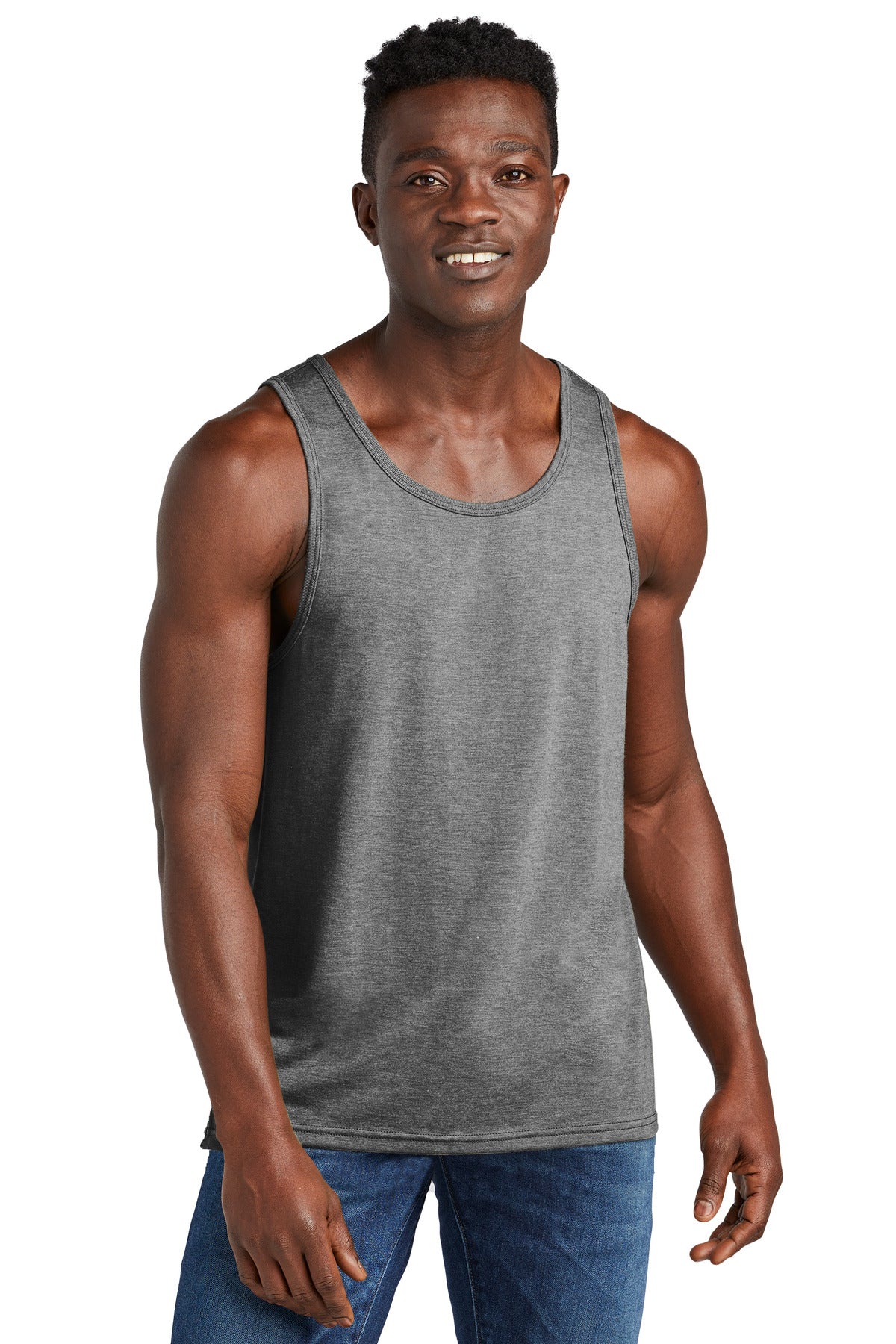 Custom Aluminum Grey Unisex Tri-Blend Tank AL2019, personalized by SanCanDo Swag in Argyle, TX