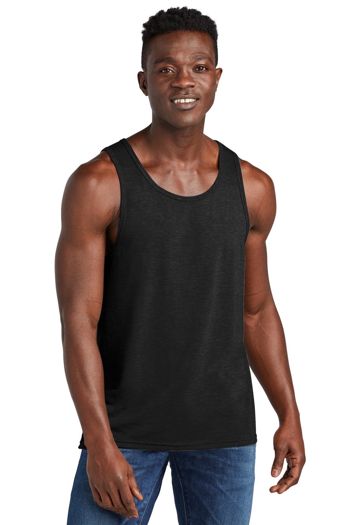 Custom Deep Black Unisex Tri-Blend Tank AL2019, personalized by SanCanDo Swag in Argyle, TX