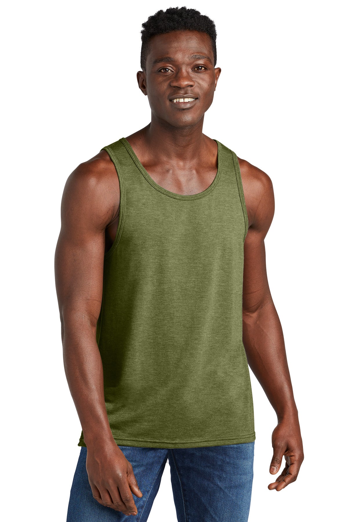 Custom Olive You Green Unisex Tri-Blend Tank AL2019, personalized by SanCanDo Swag in Argyle, TX