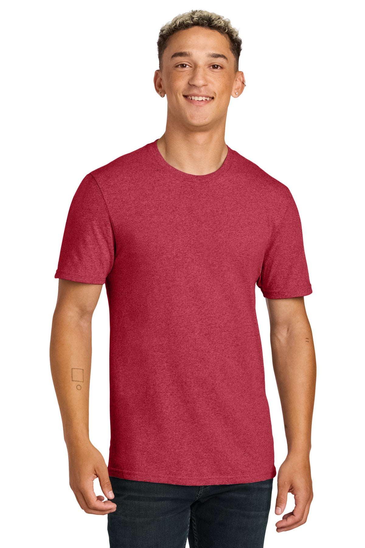 Custom Reclaimed Red Heather Unisex Recycled Blend Tee AL2300, personalized by SanCanDo Swag in Argyle, TX