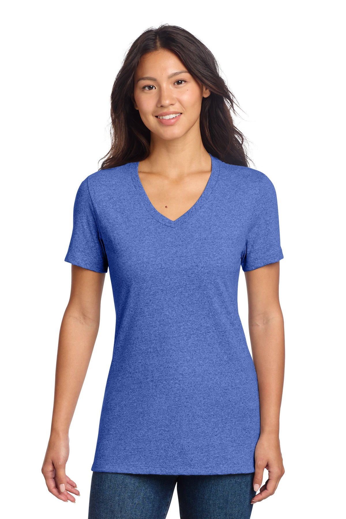 Custom Reused Royal Heather Women's Recycled Blend V-Neck Tee AL2303, personalized by SanCanDo Swag in Argyle, TX