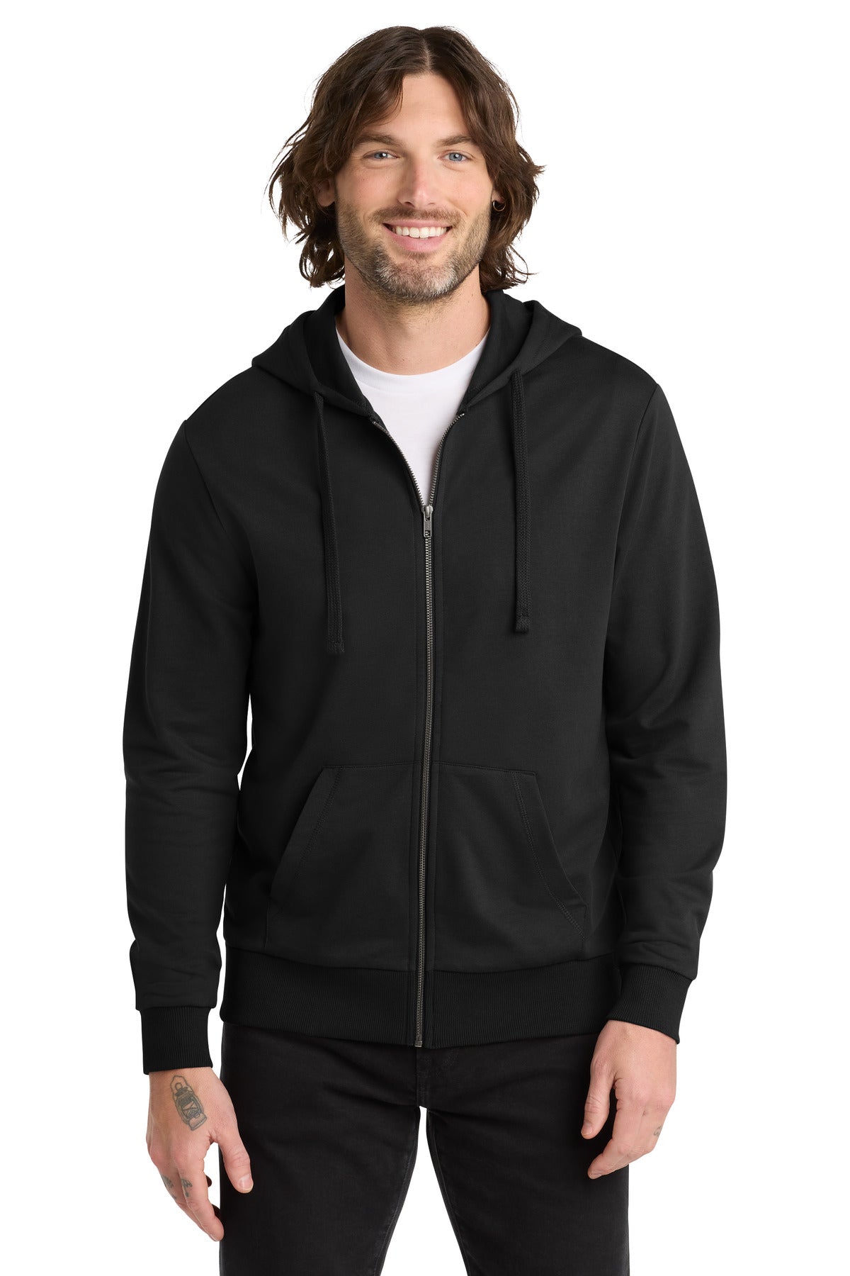 Custom Deep Black Organic French Terry Full-Zip Hoodie AL4002, personalized by SanCanDo Swag in Argyle, TX