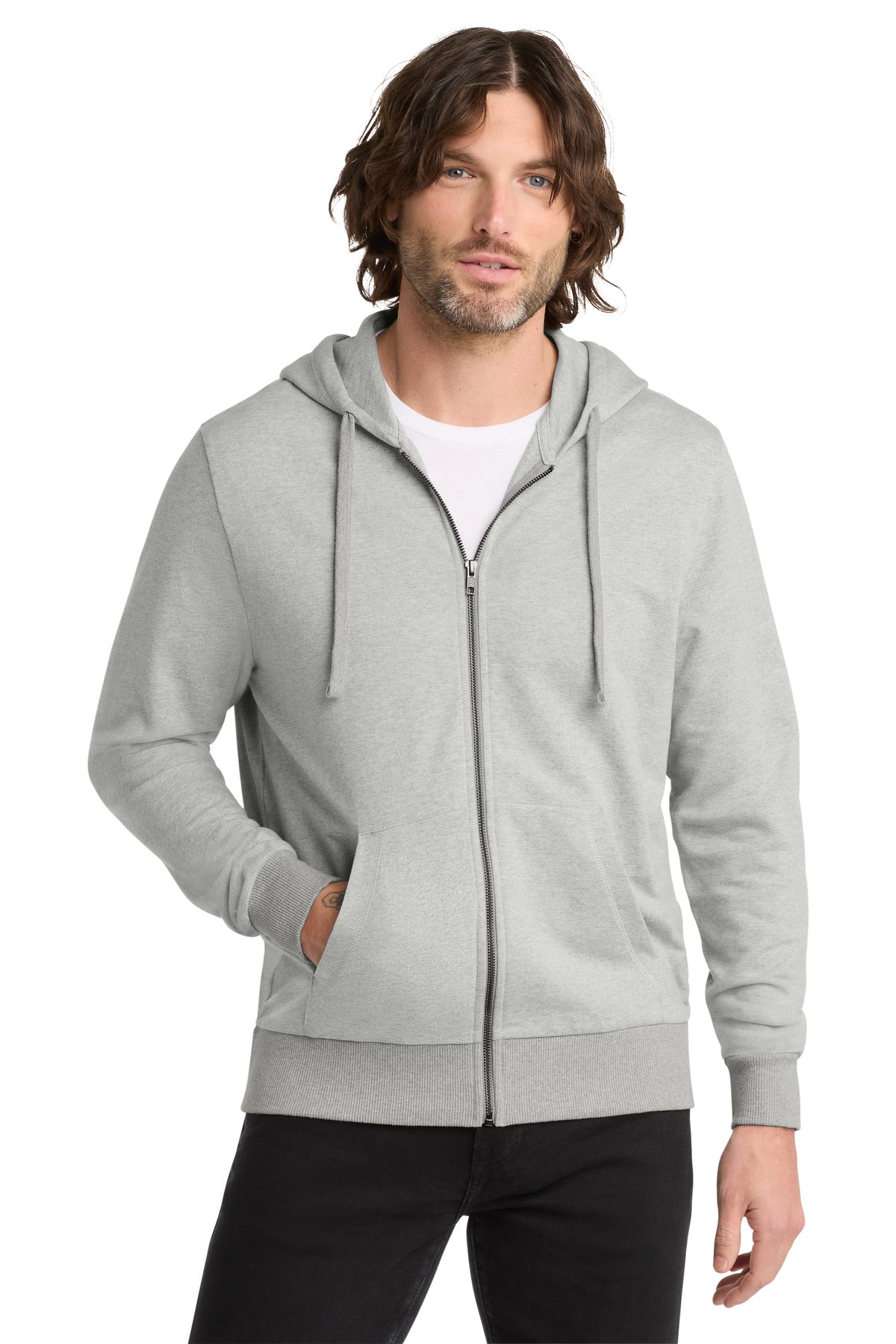 Custom Granite Grey Heather Organic French Terry Full-Zip Hoodie AL4002, personalized by SanCanDo Swag in Argyle, TX