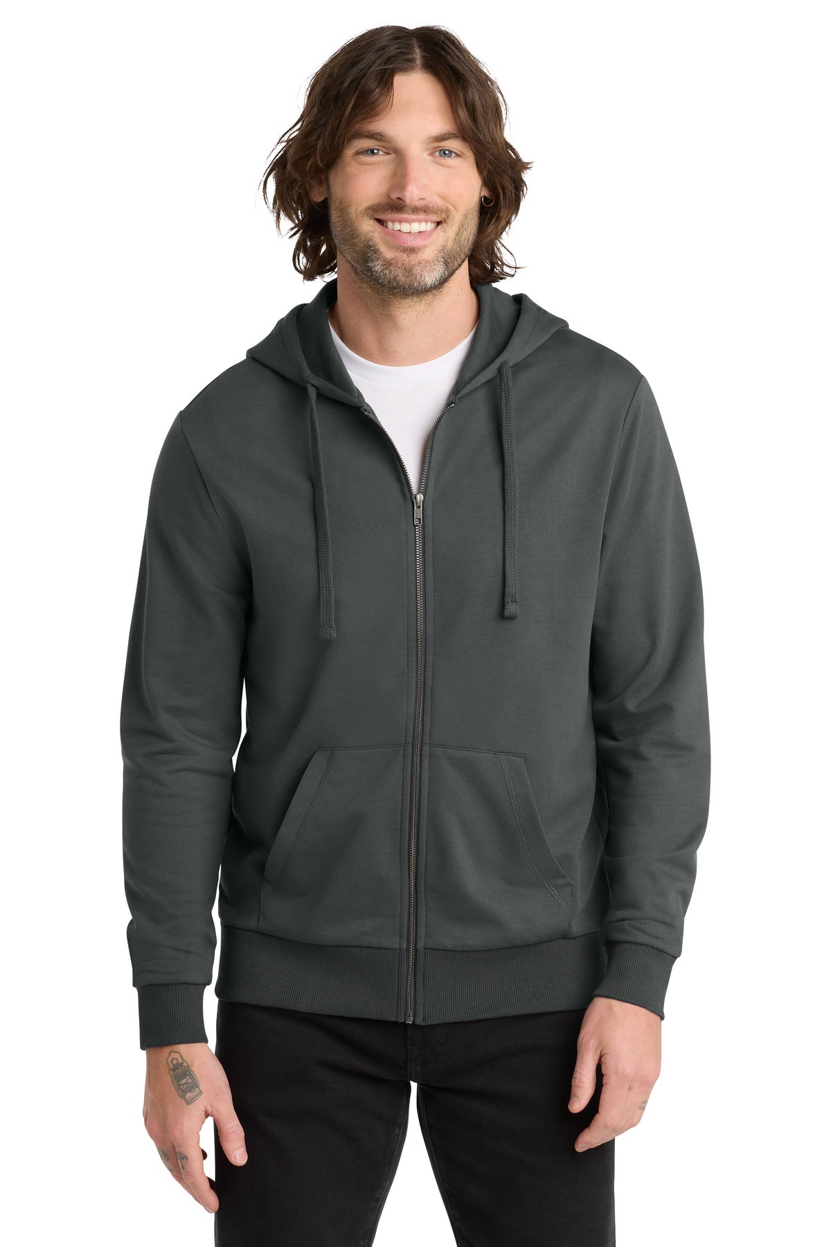 Custom Terrain Grey Organic French Terry Full-Zip Hoodie AL4002, personalized by SanCanDo Swag in Argyle, TX