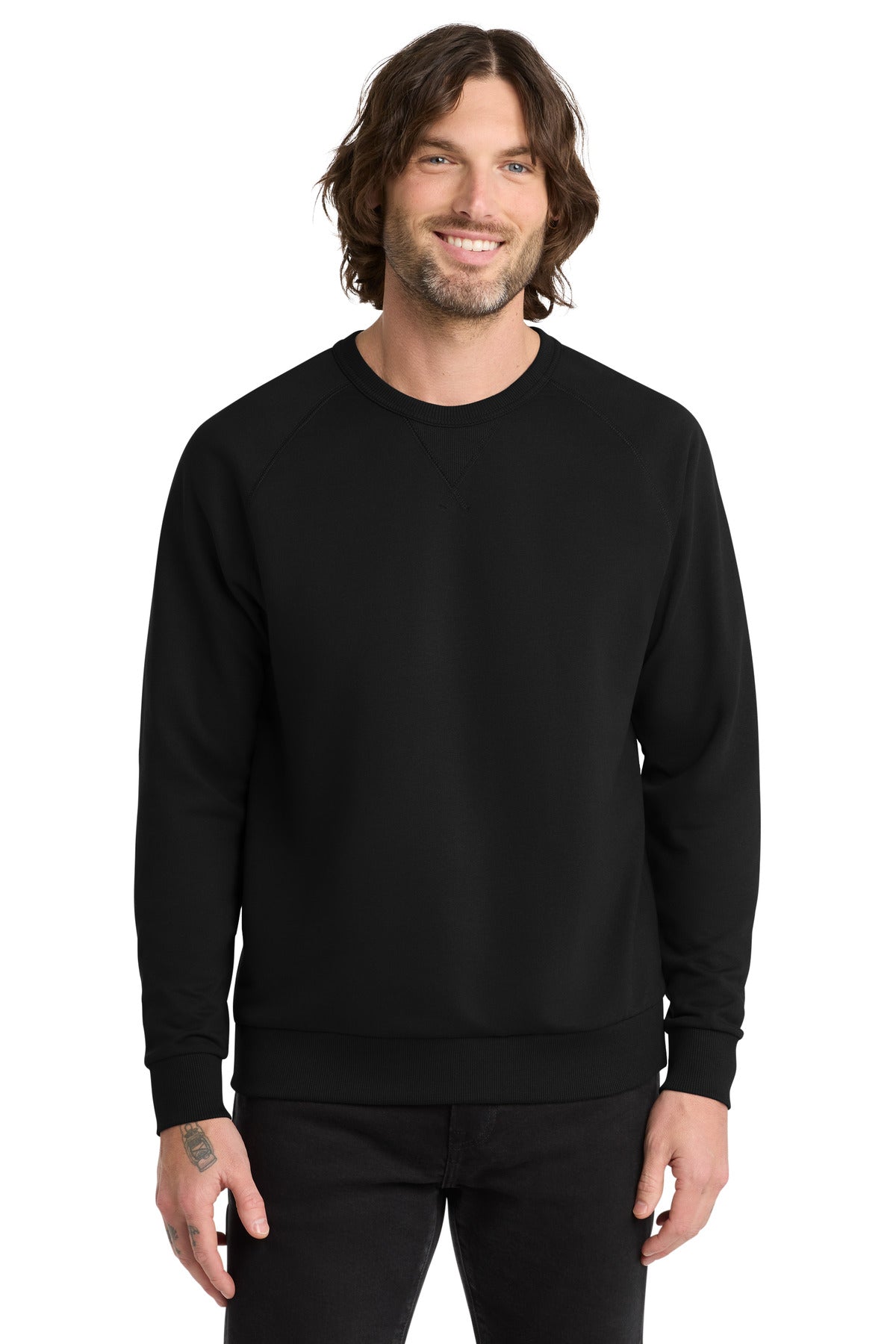 Custom Deep Black Unisex Organic French Terry Crewneck AL4004, personalized by SanCanDo Swag in Argyle, TX