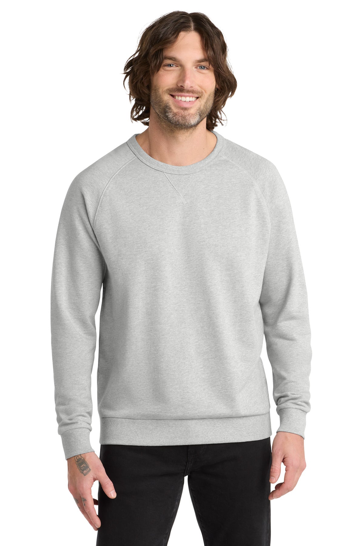 Custom Granite Grey Heather Unisex Organic French Terry Crewneck AL4004, personalized by SanCanDo Swag in Argyle, TX