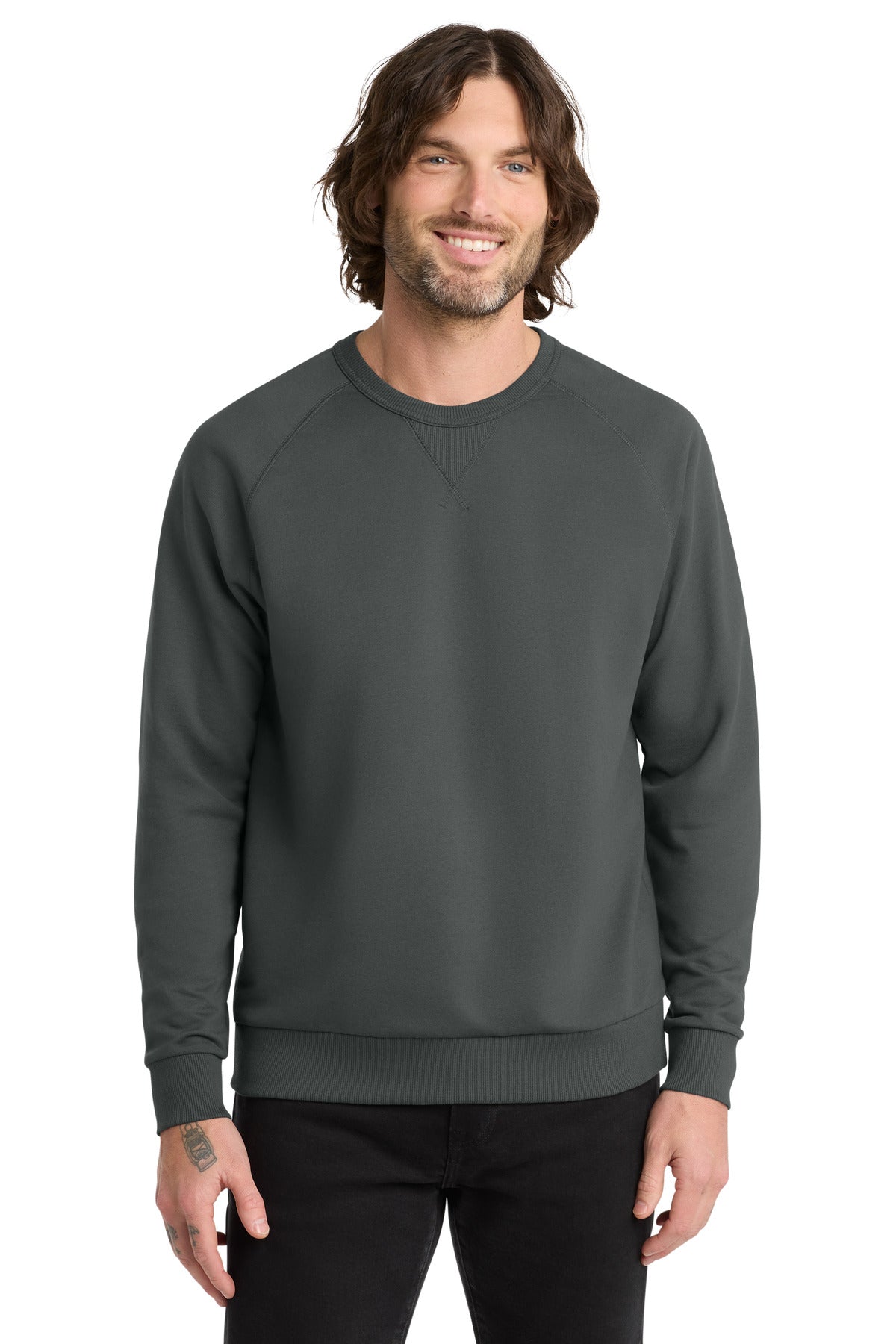 Custom Terrain Grey Unisex Organic French Terry Crewneck AL4004, personalized by SanCanDo Swag in Argyle, TX