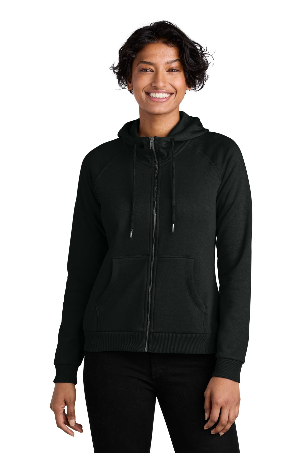 Custom Deep Black Organic CVC Fleece Full-Zip Hoodie AL5003, personalized by SanCanDo Swag in Argyle, TX
