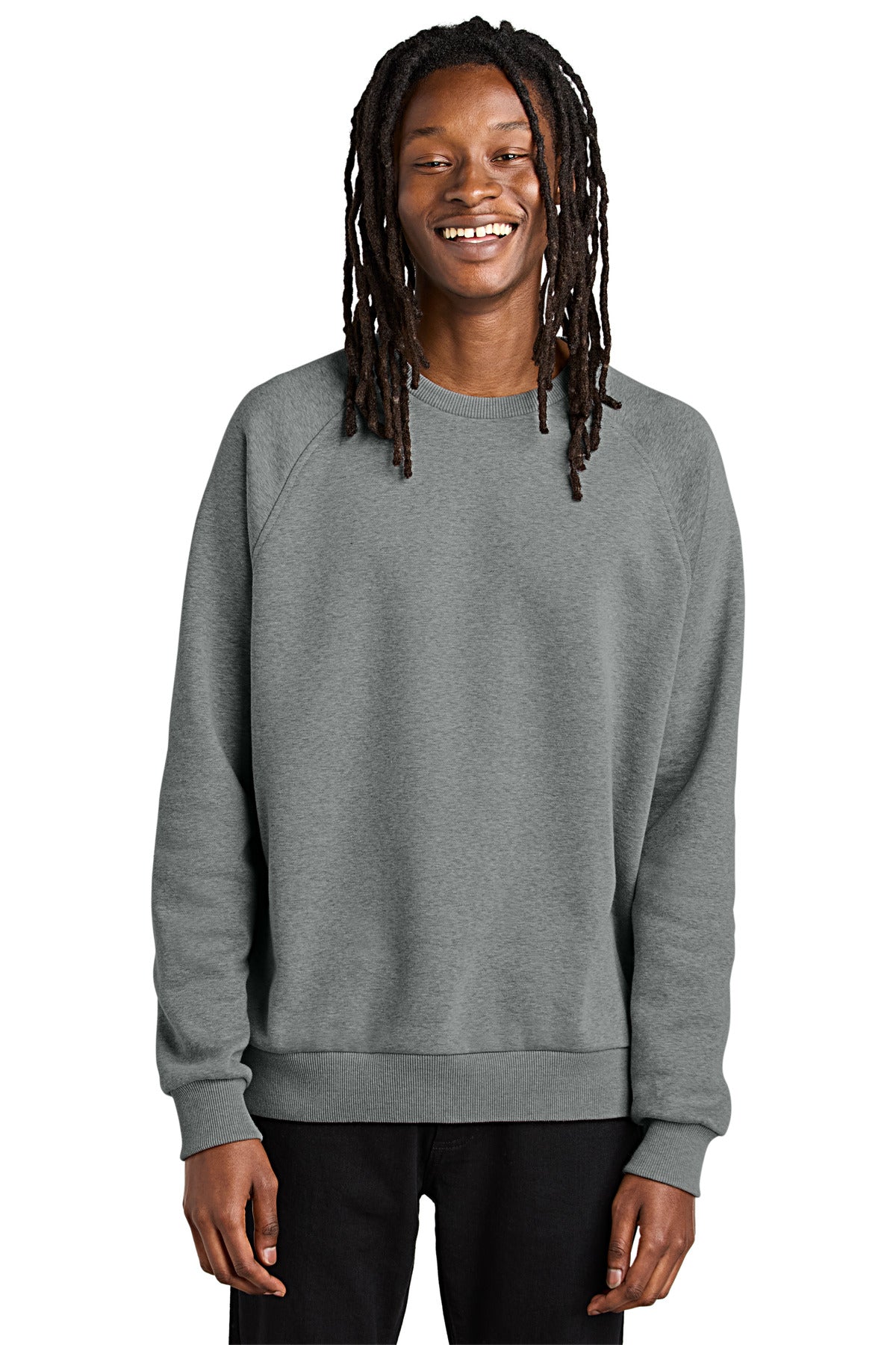 Custom Aluminum Grey Heather Unisex Organic CVC Fleece Crewneck AL5004, personalized by SanCanDo Swag in Argyle, TX
