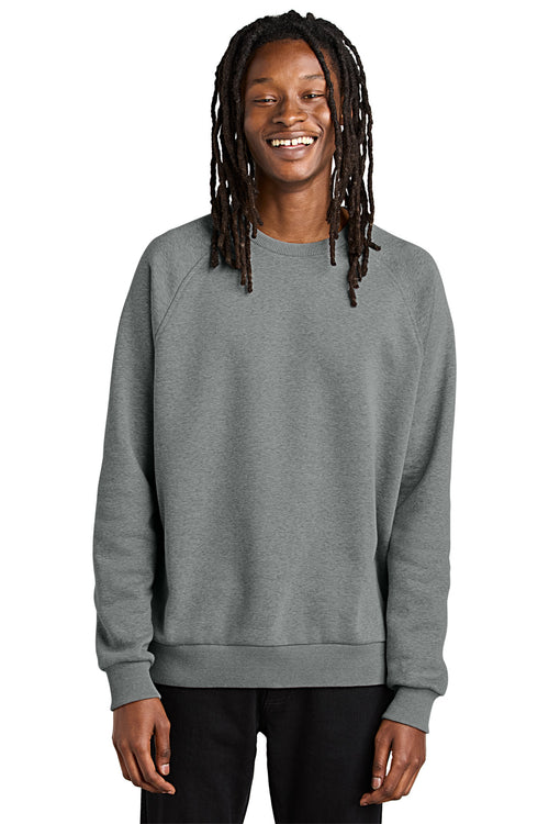 Custom Aluminum Grey Heather Unisex Organic CVC Fleece Crewneck AL5004, personalized by SanCanDo Swag in Argyle, TX