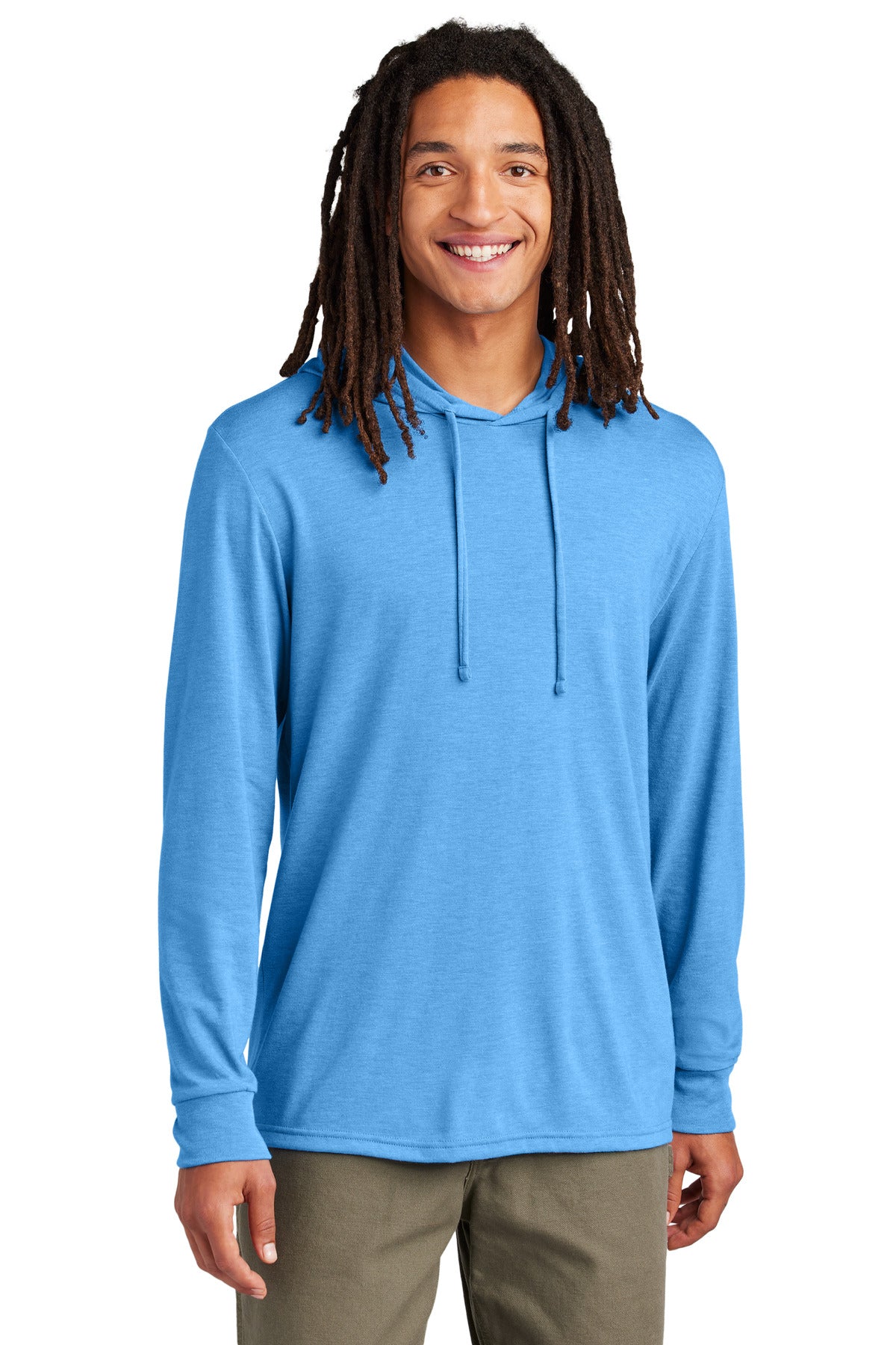 Custom Azure Blue Unisex Tri-Blend Hoodie Tee AL6003, personalized by SanCanDo Swag in Argyle, TX