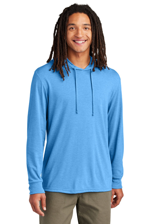 Custom Azure Blue Unisex Tri-Blend Hoodie Tee AL6003, personalized by SanCanDo Swag in Argyle, TX
