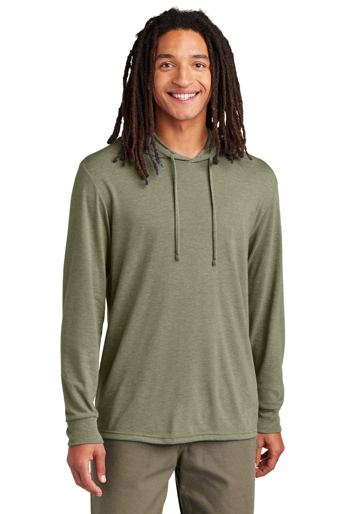 Custom Olive You Green Unisex Tri-Blend Hoodie Tee AL6003, personalized by SanCanDo Swag in Argyle, TX