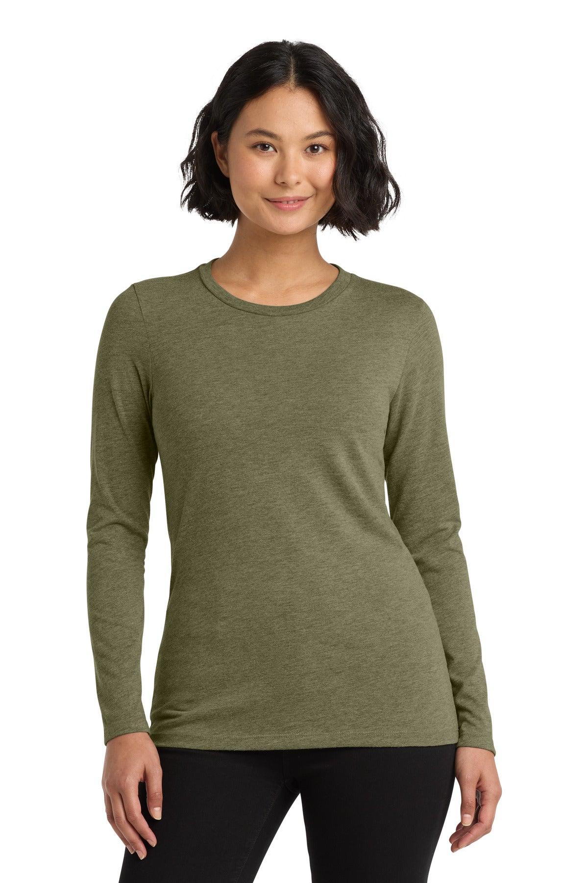 Custom Olive You Green Women's Tri-Blend Long Sleeve Tee AL6008, personalized by SanCanDo Swag in Argyle, TX
