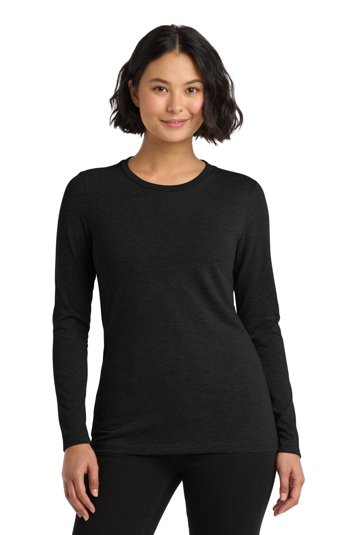 Custom Space Black Women's Tri-Blend Long Sleeve Tee AL6008, personalized by SanCanDo Swag in Argyle, TX