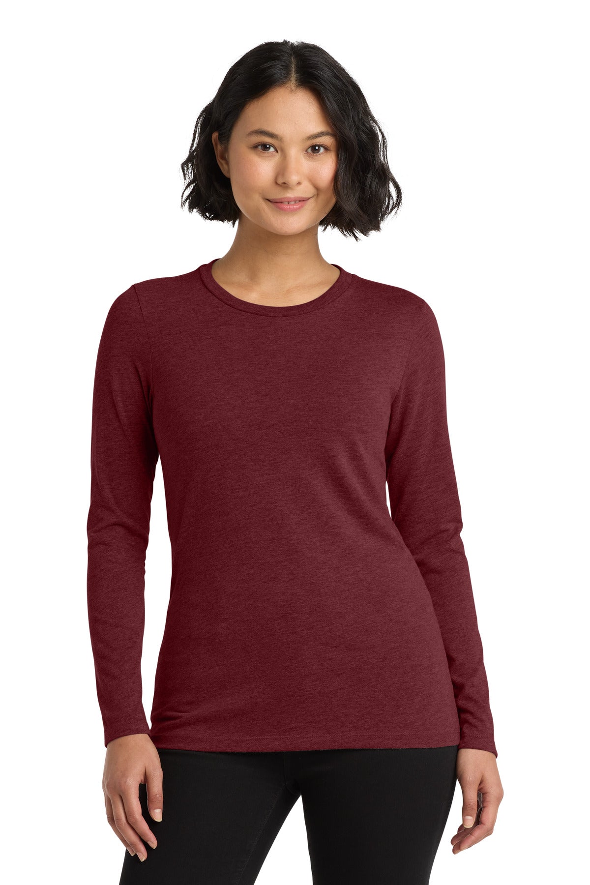 Custom Vino Red Women's Tri-Blend Long Sleeve Tee AL6008, personalized by SanCanDo Swag in Argyle, TX