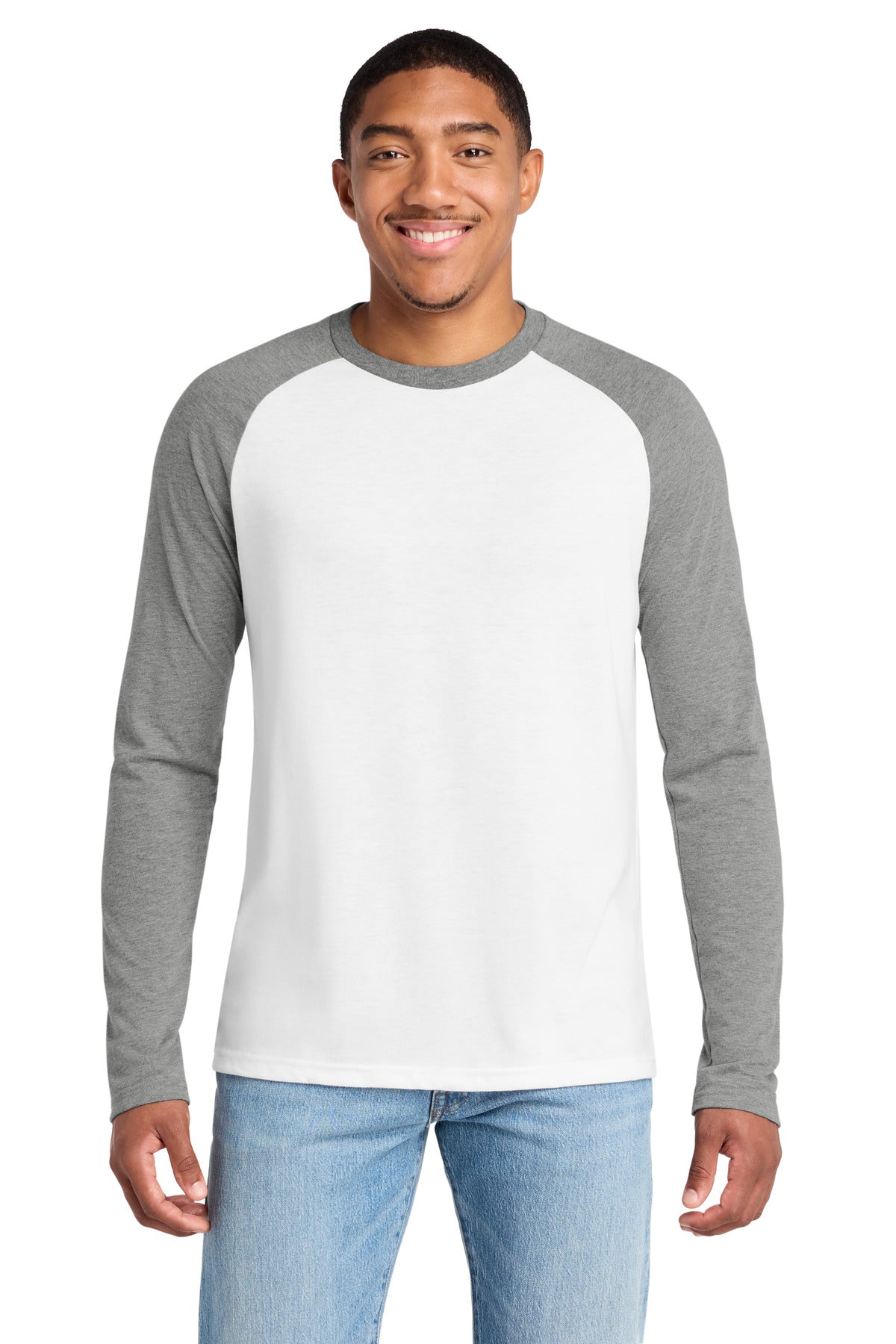 Custom Aluminum Grey/ Bright White Tri-Blend Long Sleeve Colorblock Raglan AL6009, personalized by SanCanDo Swag in Argyle, TX