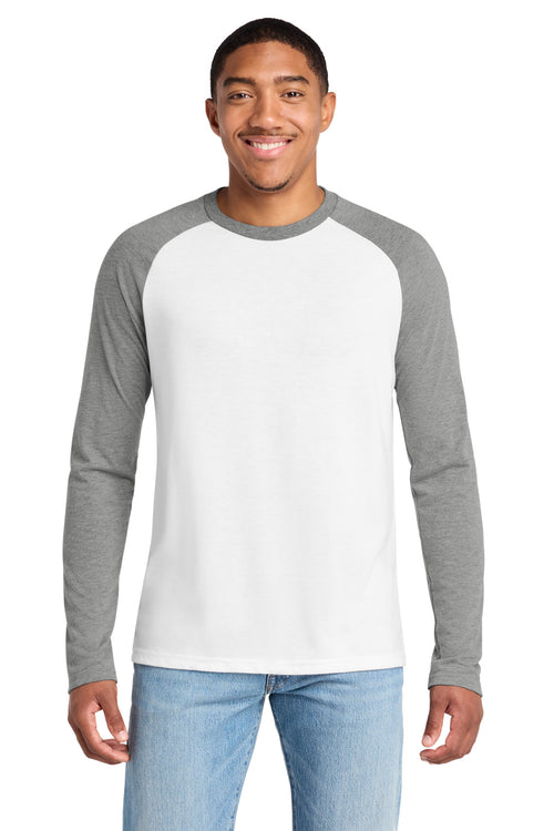 Custom Aluminum Grey/ Bright White Tri-Blend Long Sleeve Colorblock Raglan AL6009, personalized by SanCanDo Swag in Argyle, TX