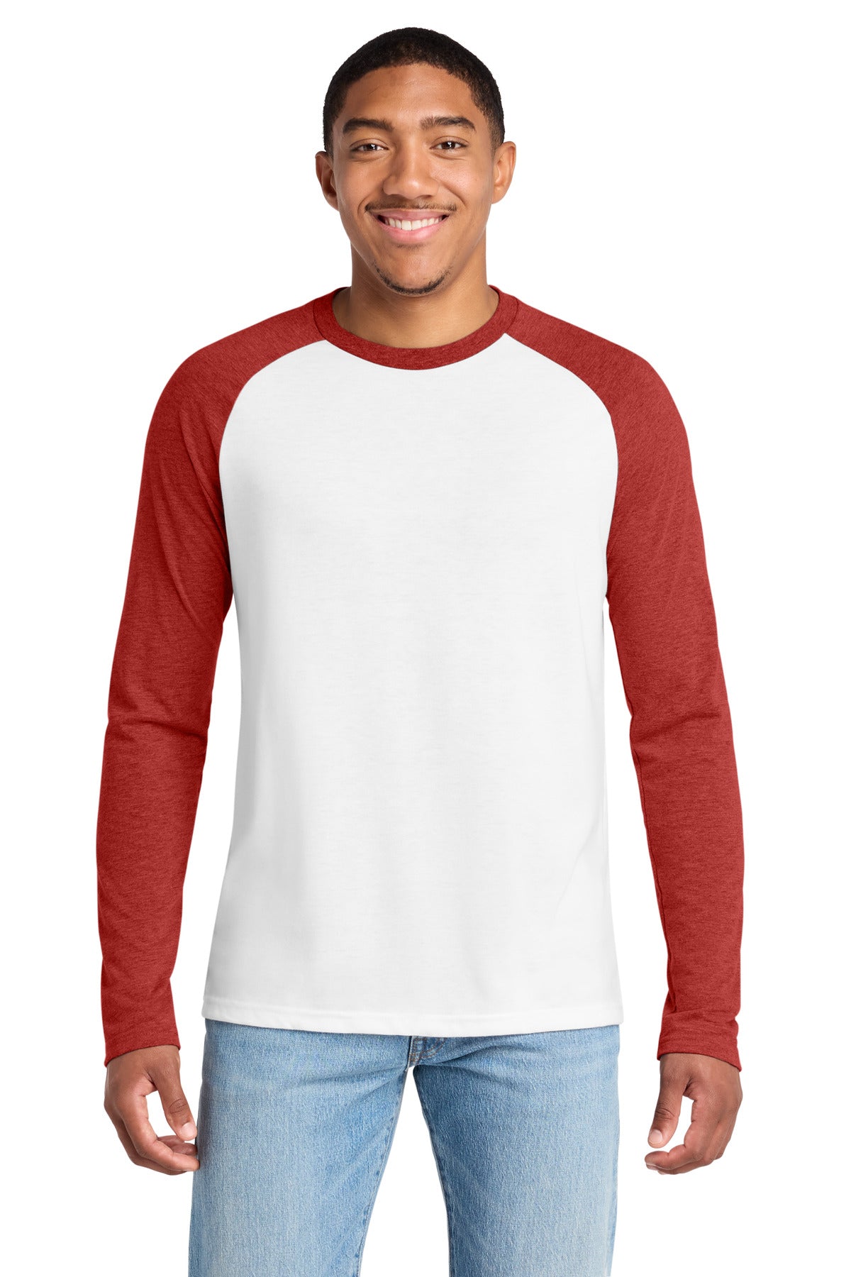 Custom Rise Up Red/ Bright White Tri-Blend Long Sleeve Colorblock Raglan AL6009, personalized by SanCanDo Swag in Argyle, TX