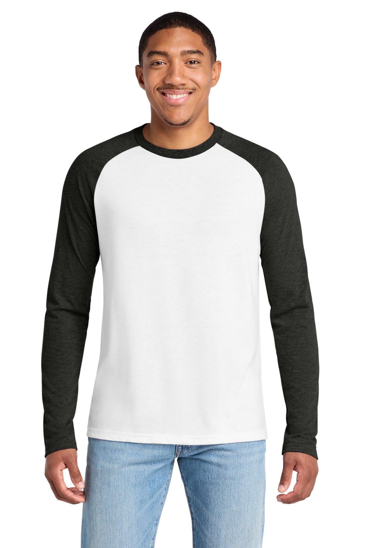Custom Space Black/ Bright White Tri-Blend Long Sleeve Colorblock Raglan AL6009, personalized by SanCanDo Swag in Argyle, TX