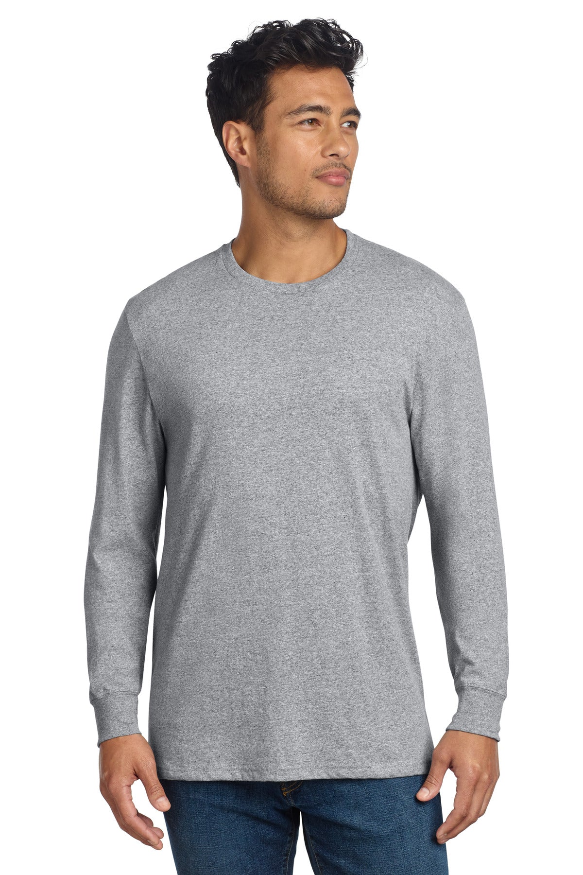 Custom Remade Gray Heather Unisex Long Sleeve Recycled Blend Tee AL6204, personalized by SanCanDo Swag in Argyle, TX