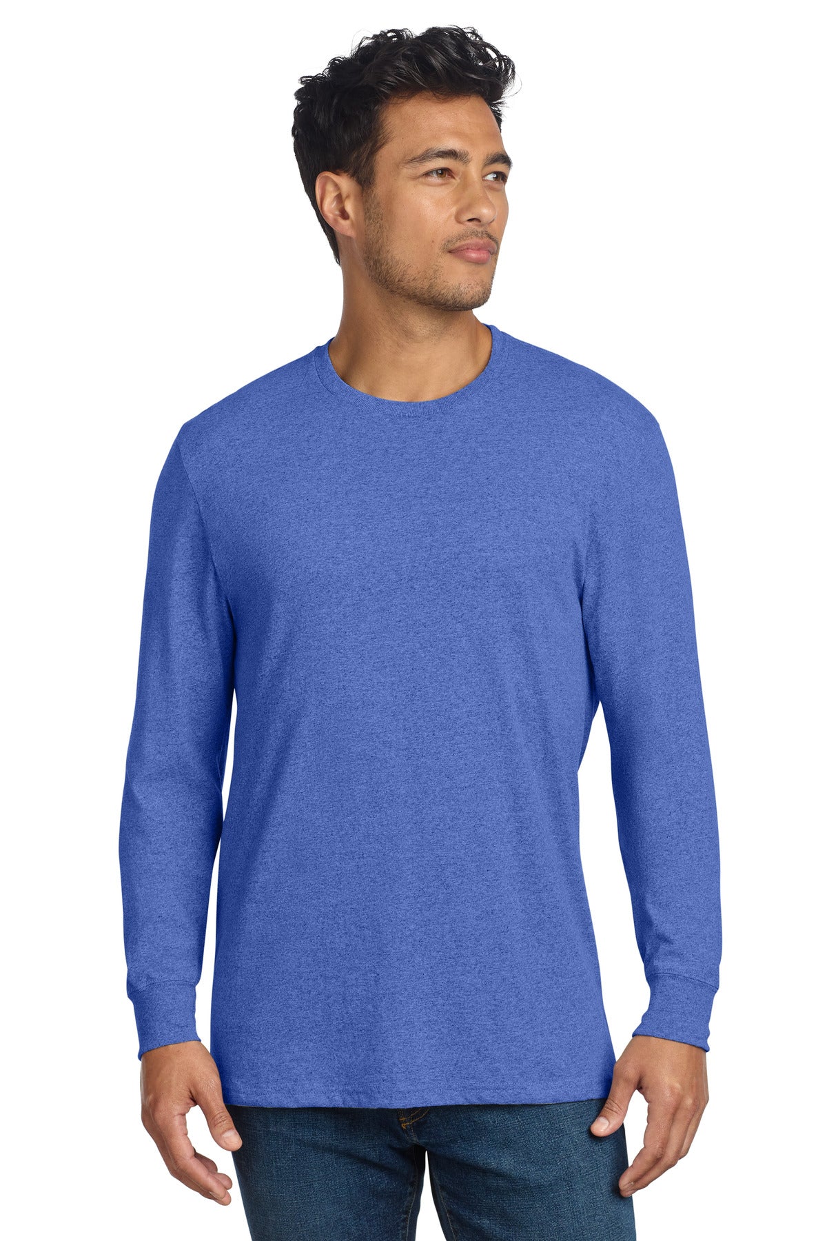 Custom Reused Royal Heather Unisex Long Sleeve Recycled Blend Tee AL6204, personalized by SanCanDo Swag in Argyle, TX