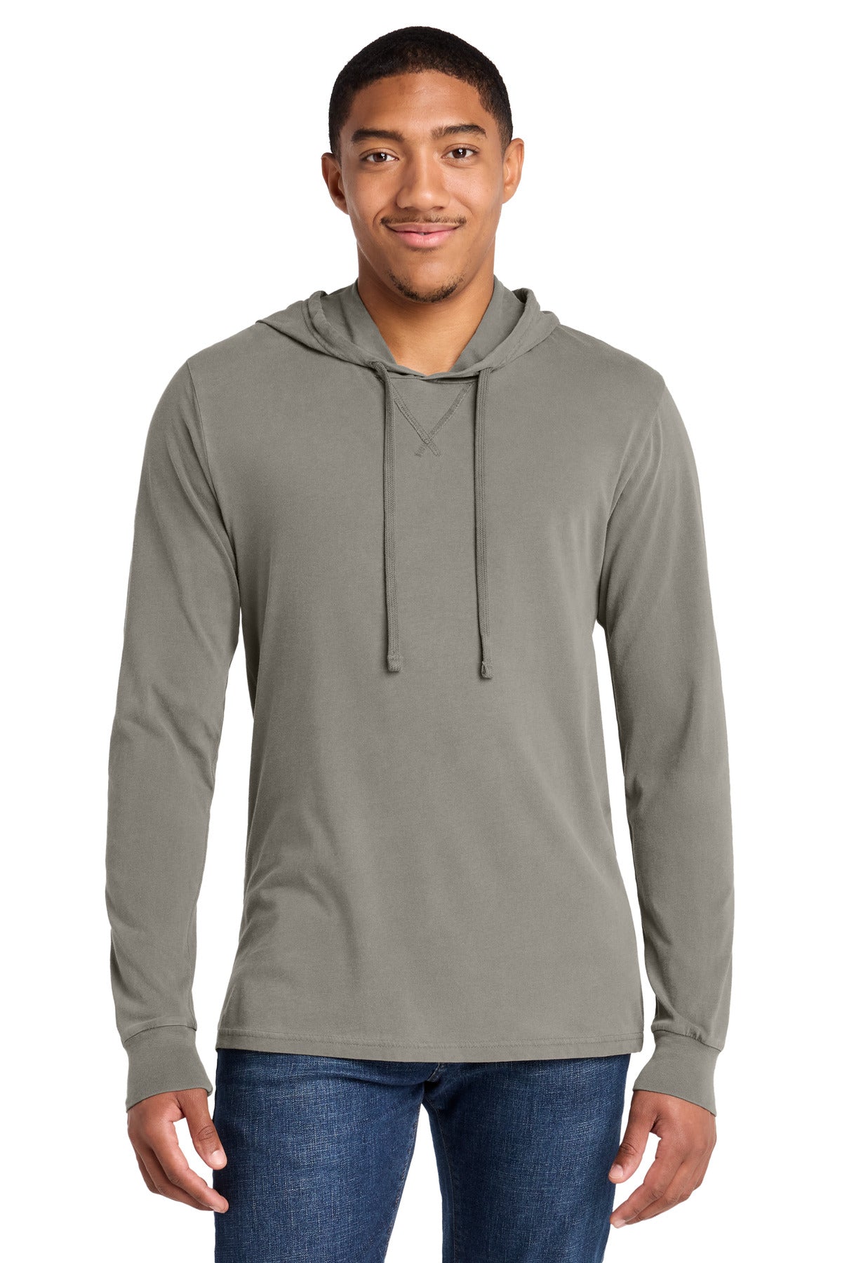 Custom Driftwood Grey Mineral Dye Organic Cotton Hoodie Tee AL6305, personalized by SanCanDo Swag in Argyle, TX
