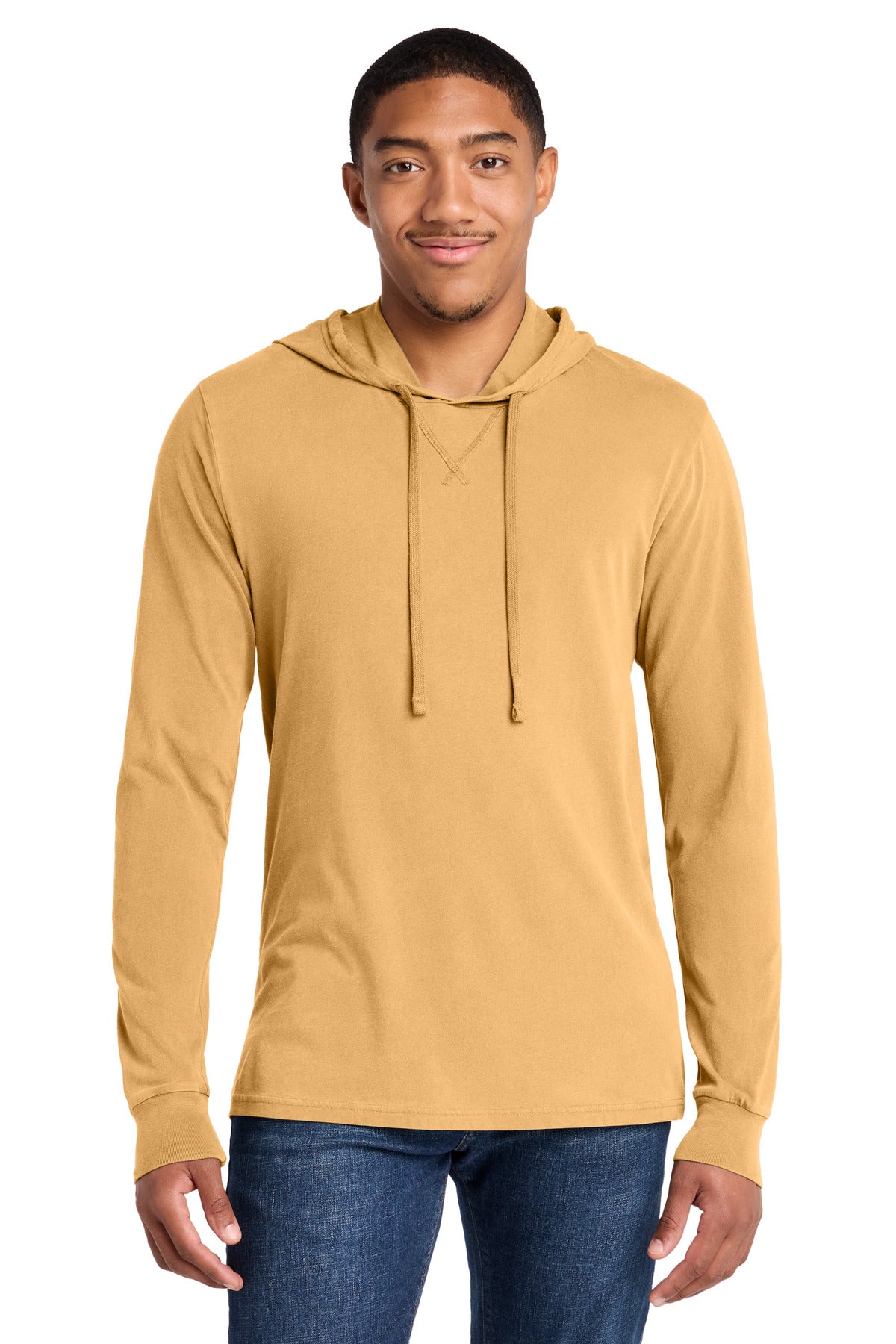 Custom Golden Wheat Mineral Dye Organic Cotton Hoodie Tee AL6305, personalized by SanCanDo Swag in Argyle, TX
