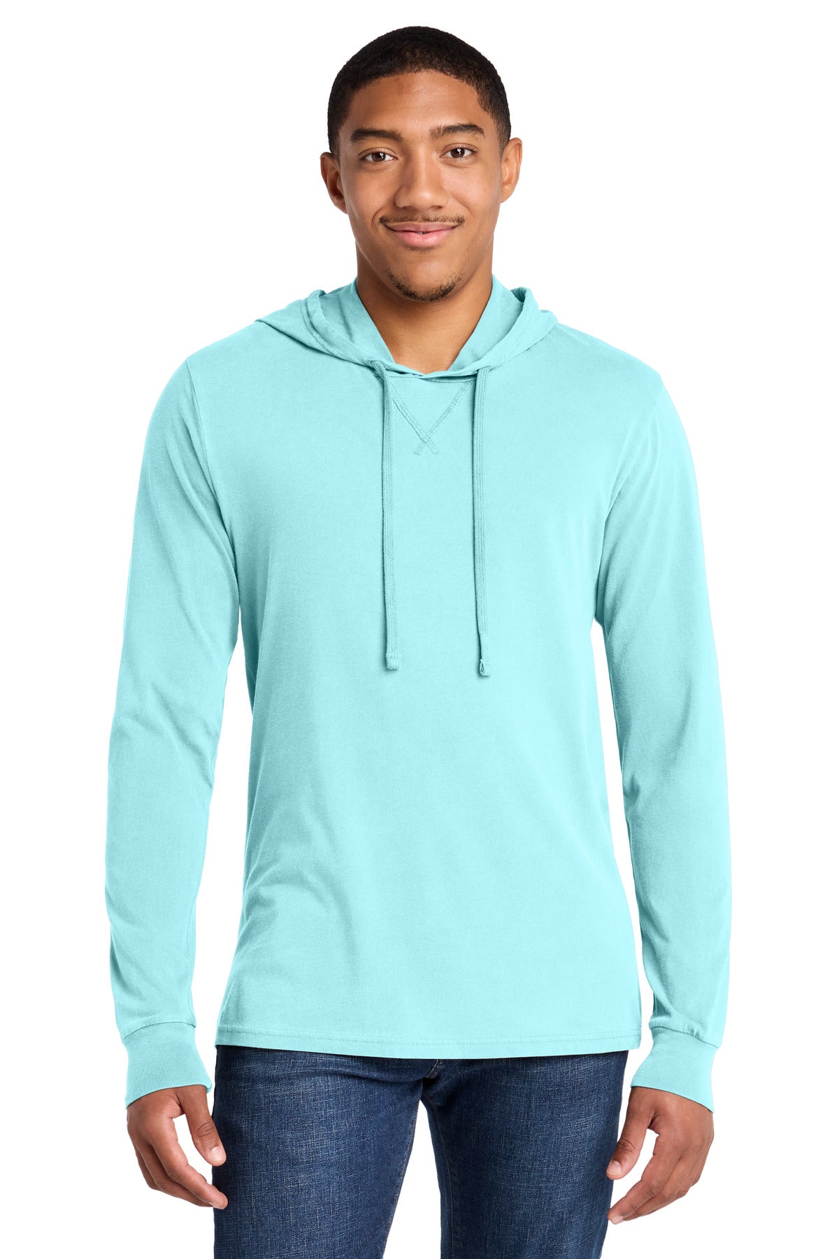 Custom Saltwater Blue Mineral Dye Organic Cotton Hoodie Tee AL6305, personalized by SanCanDo Swag in Argyle, TX