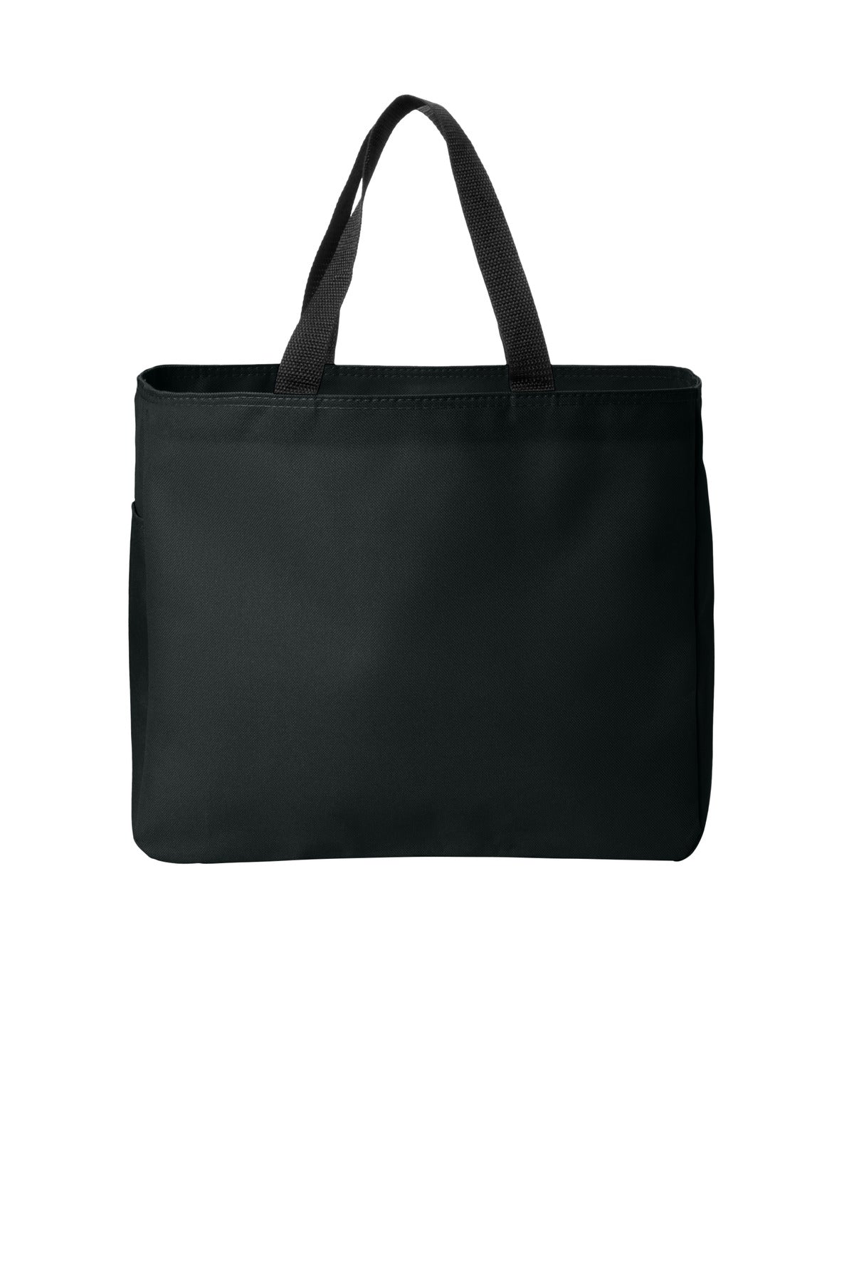 Black | Front | Custom Black Essential Tote B0750, personalized by SanCanDo Swag in Argyle, TX