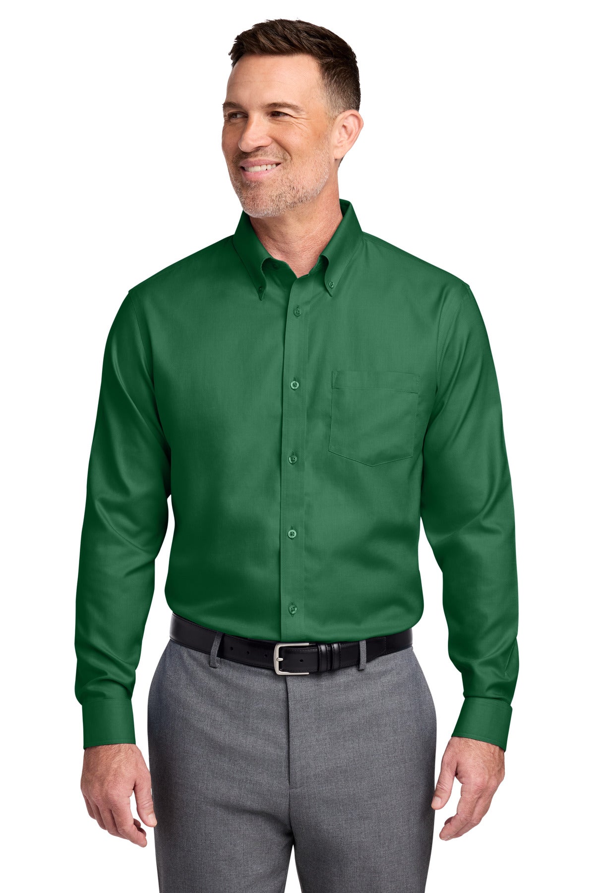 Custom Club Green Wrinkle-Free Stretch Nailhead Shirt BB18002, personalized by SanCanDo Swag in Argyle, TX