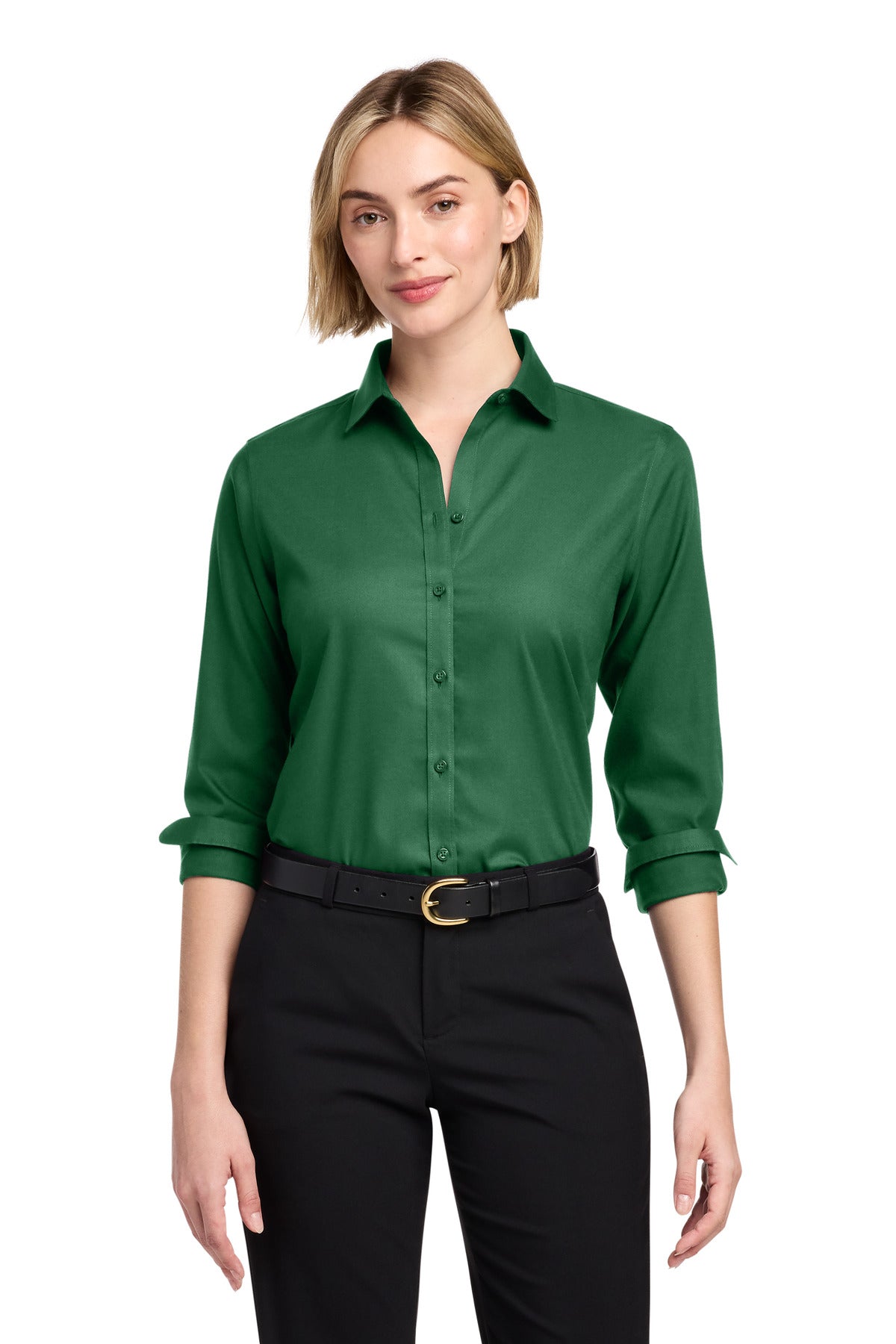Custom Club Green Wrinkle-Free Stretch Nailhead Shirt BB18003, personalized by SanCanDo Swag in Argyle, TX