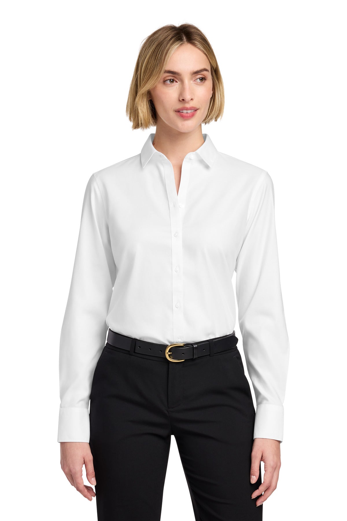 Custom White Wrinkle-Free Stretch Nailhead Shirt BB18003, personalized by SanCanDo Swag in Argyle, TX