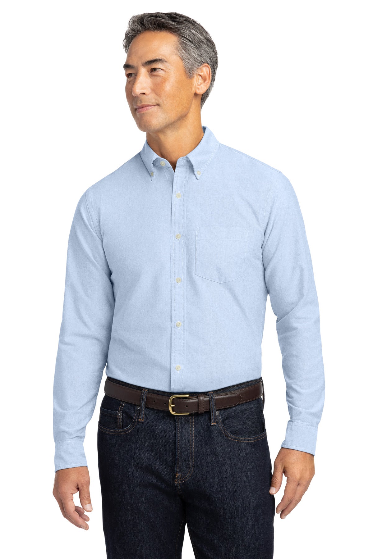 Custom Newport Blue Casual Oxford Cloth Shirt BB18004, personalized by SanCanDo Swag in Argyle, TX