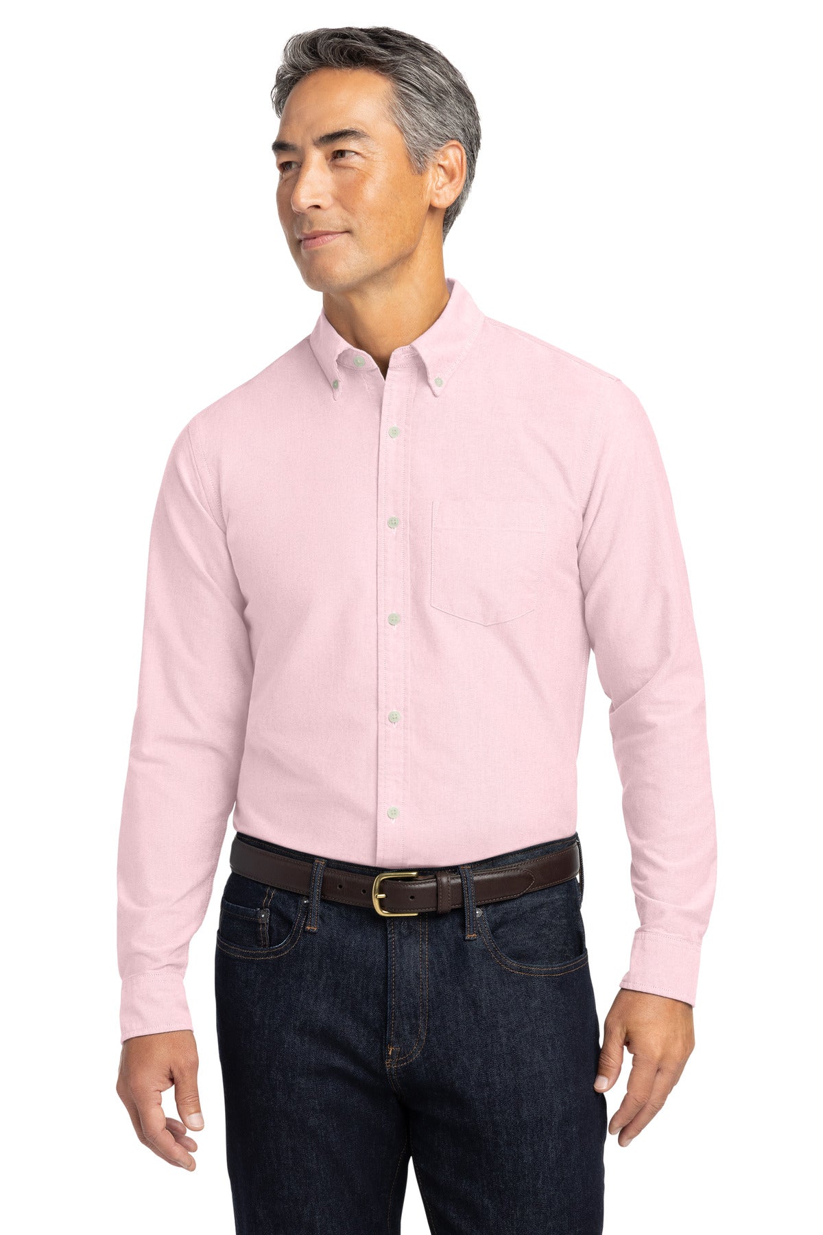 Custom Soft Pink Casual Oxford Cloth Shirt BB18004, personalized by SanCanDo Swag in Argyle, TX