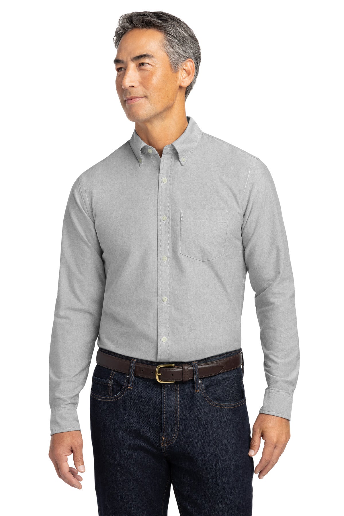 Custom Windsor Grey Casual Oxford Cloth Shirt BB18004, personalized by SanCanDo Swag in Argyle, TX