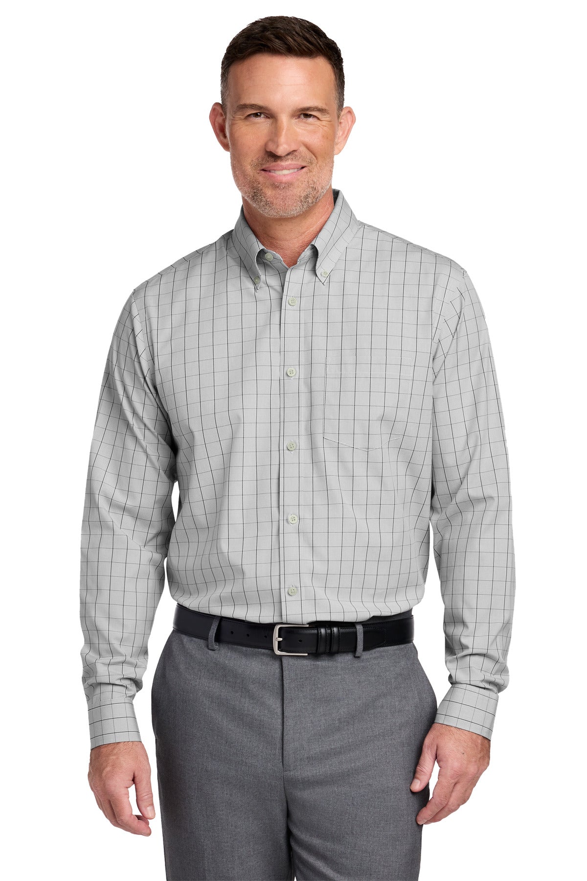Custom Shadow Grey Wrinkle-Free Stretch Patterned Shirt BB18008, personalized by SanCanDo Swag in Argyle, TX