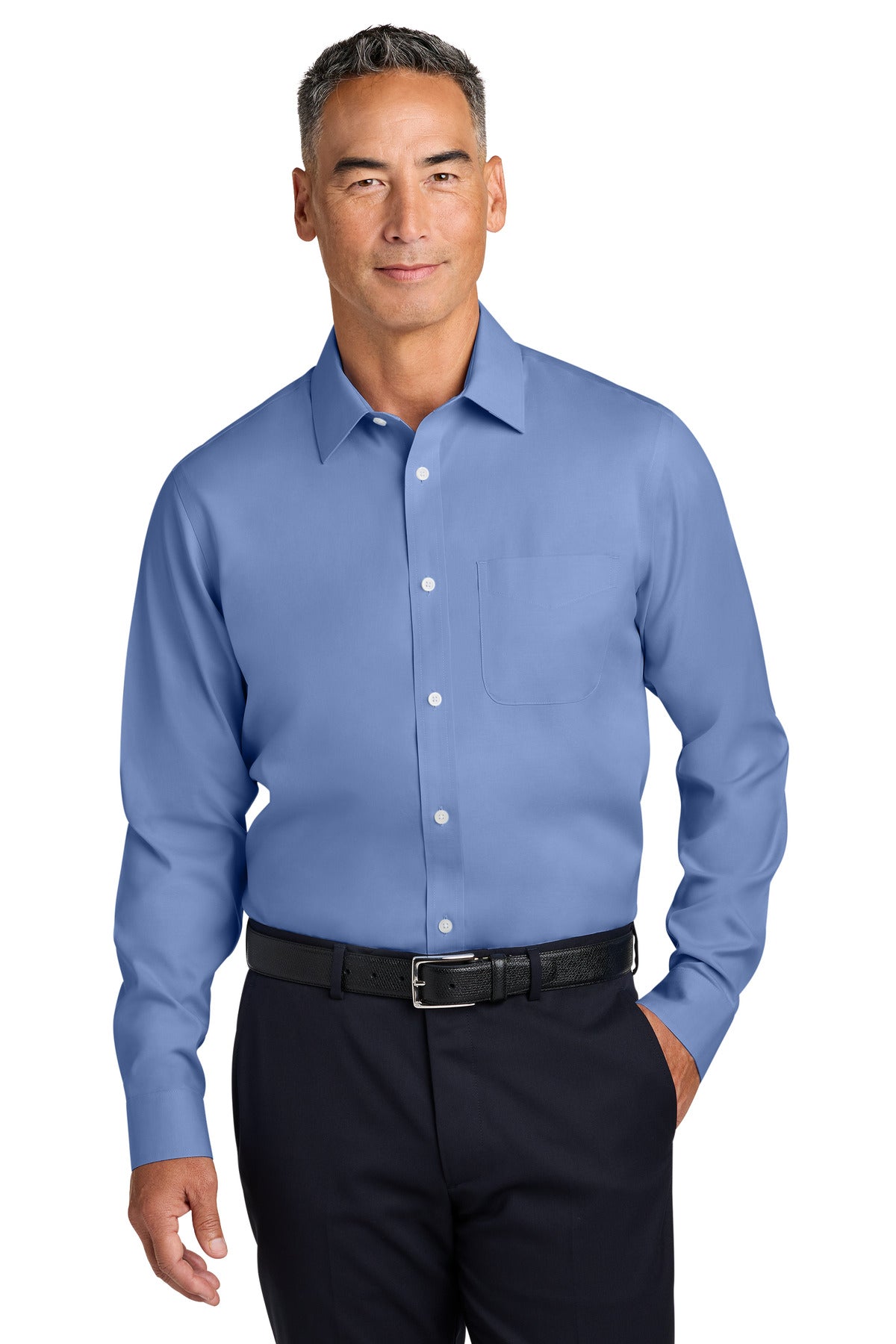 Custom Cobalt Blue Pinpoint Spread Collar Shirt BB18012, personalized by SanCanDo Swag in Argyle, TX