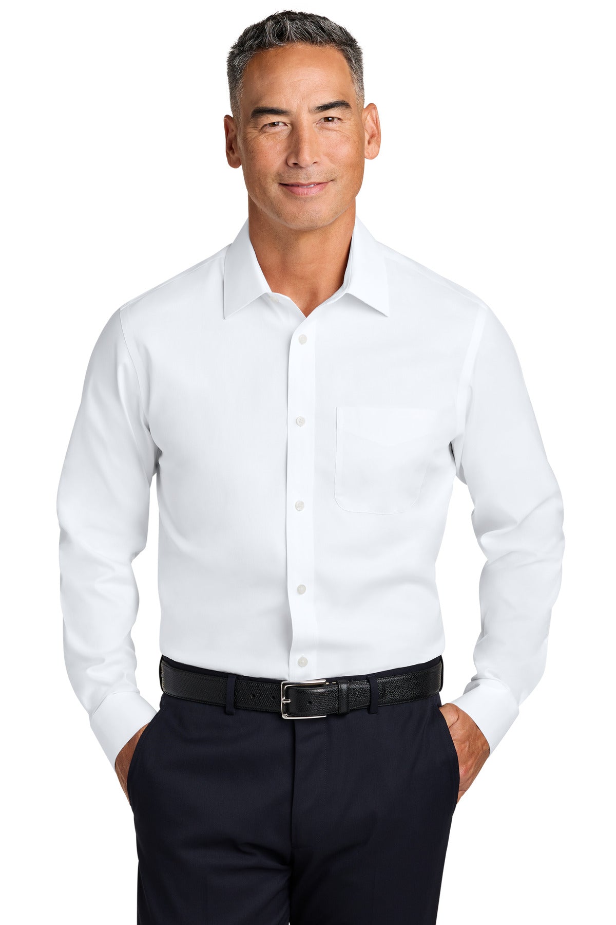 Custom White Pinpoint Spread Collar Shirt BB18012, personalized by SanCanDo Swag in Argyle, TX