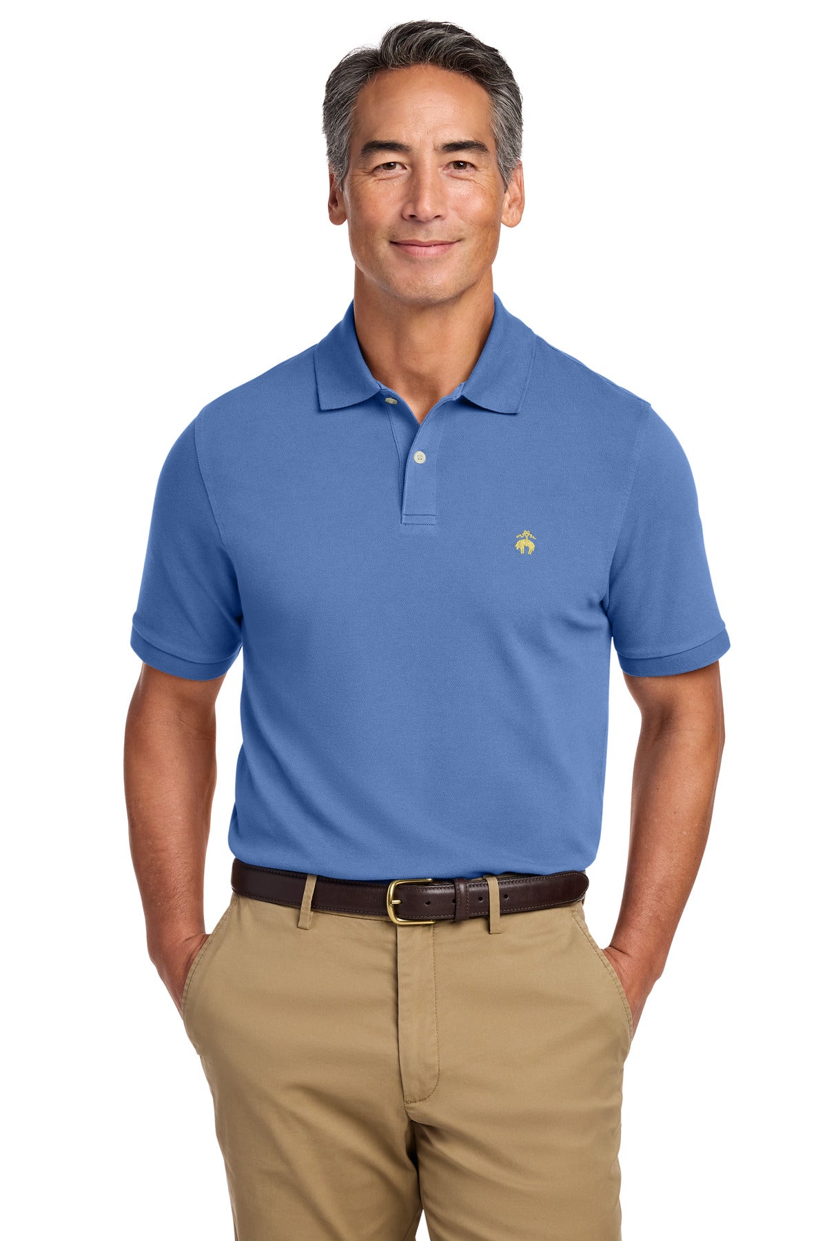 Custom Charter Blue Pima Cotton Pique Polo BB18200, personalized by SanCanDo Swag in Argyle, TX