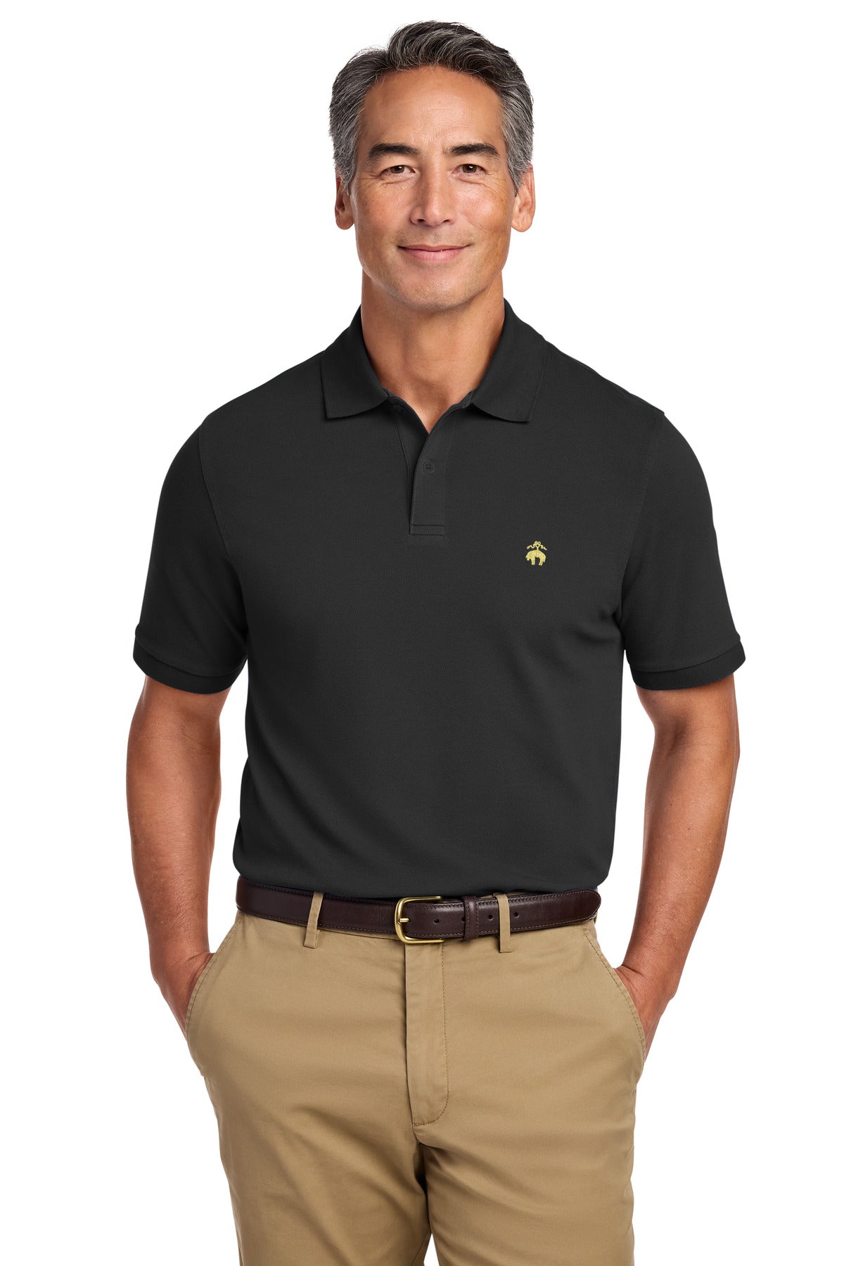 Custom Deep Black Pima Cotton Pique Polo BB18200, personalized by SanCanDo Swag in Argyle, TX