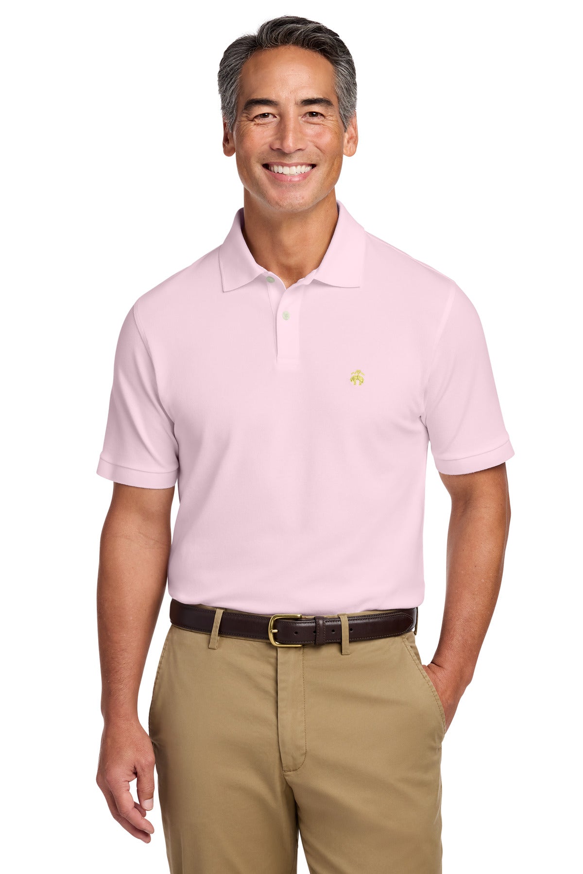 Custom Pearl Pink Pima Cotton Pique Polo BB18200, personalized by SanCanDo Swag in Argyle, TX